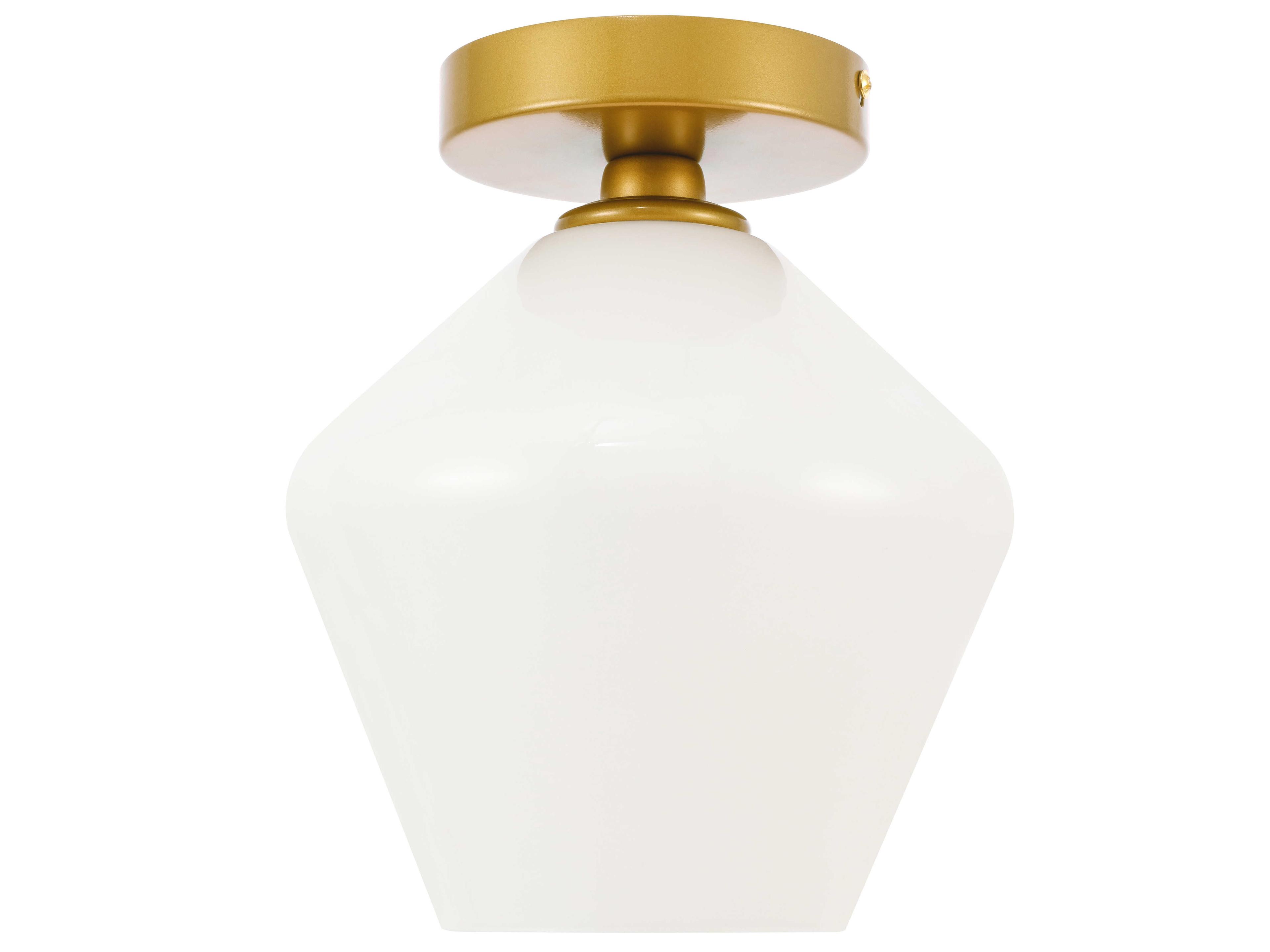 Elegant Lighting Gene 1-Light Brass Glass Semi Flush Mount