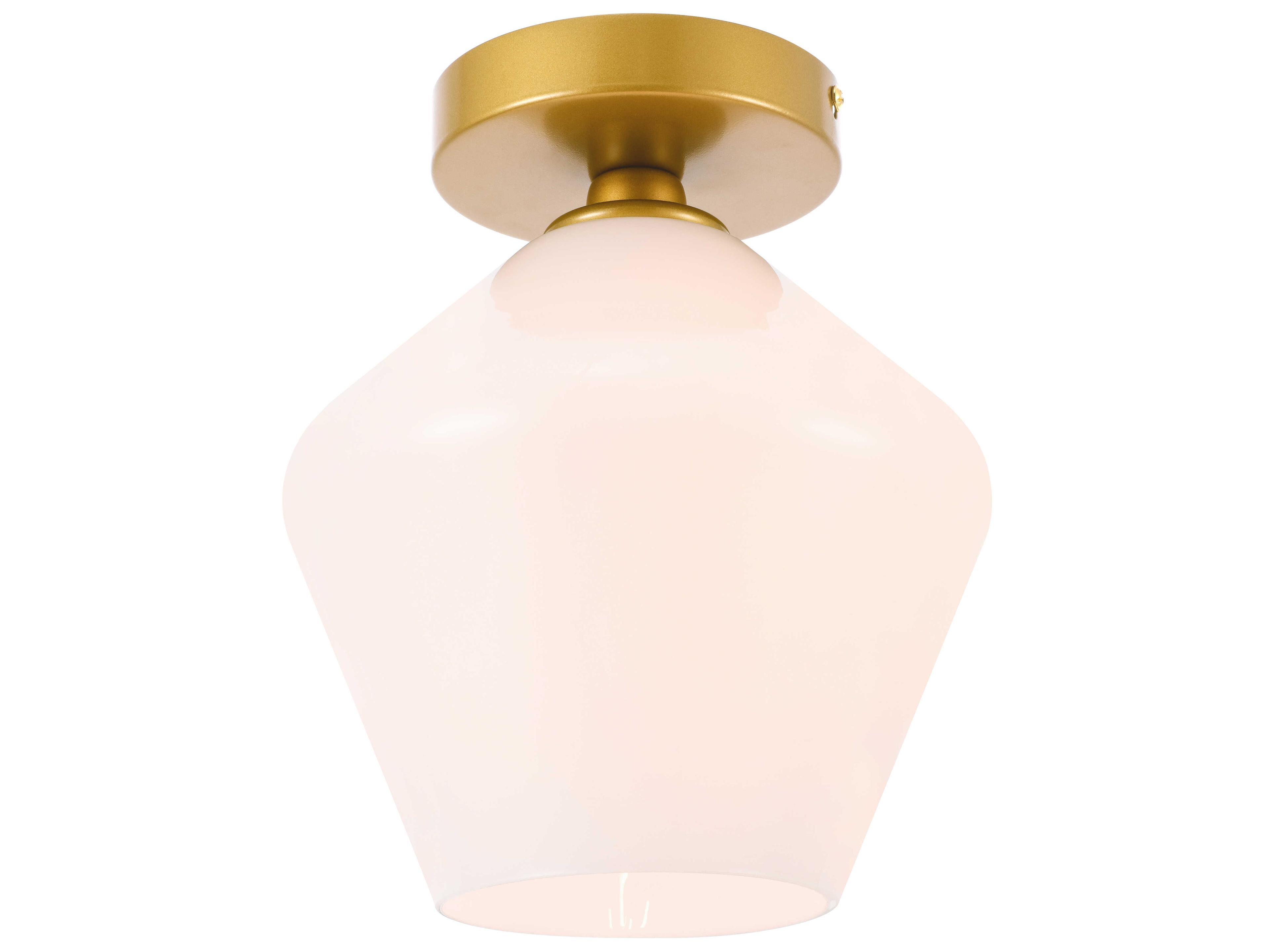 Elegant Lighting Gene 1-Light Brass Glass Semi Flush Mount