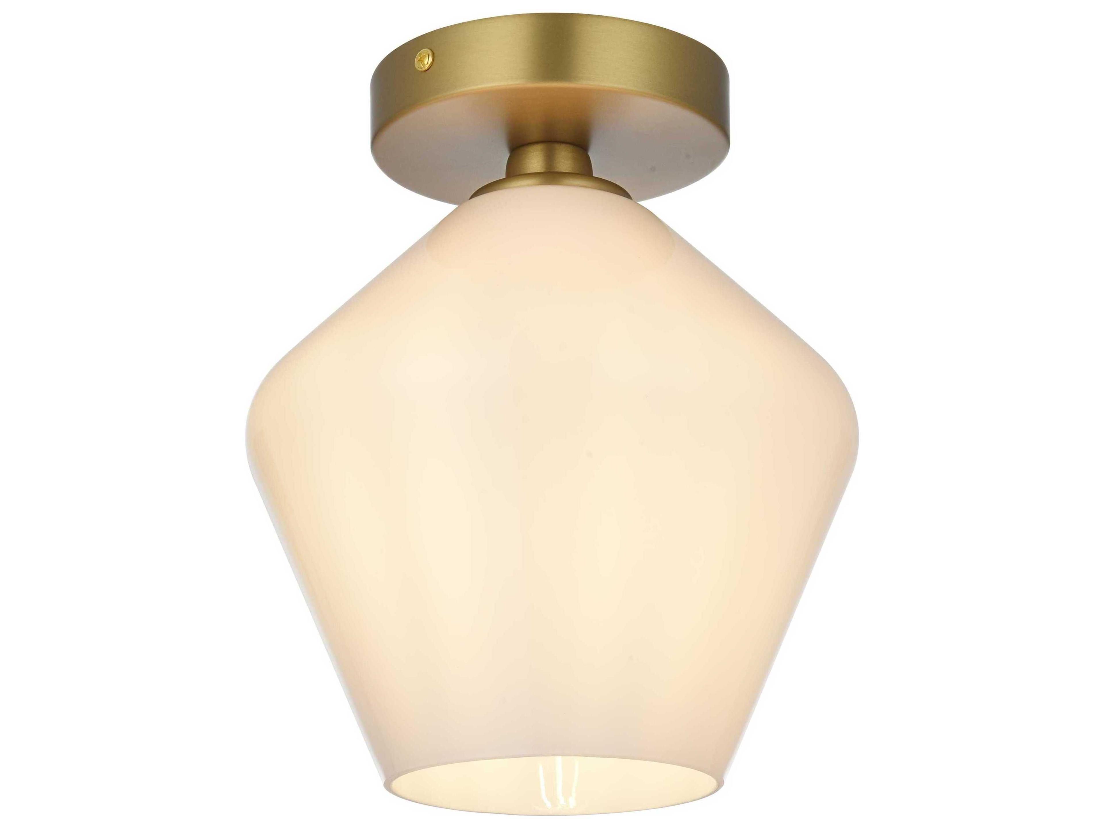 Elegant Lighting Gene 1-Light Satin Gold Semi Flush Mount