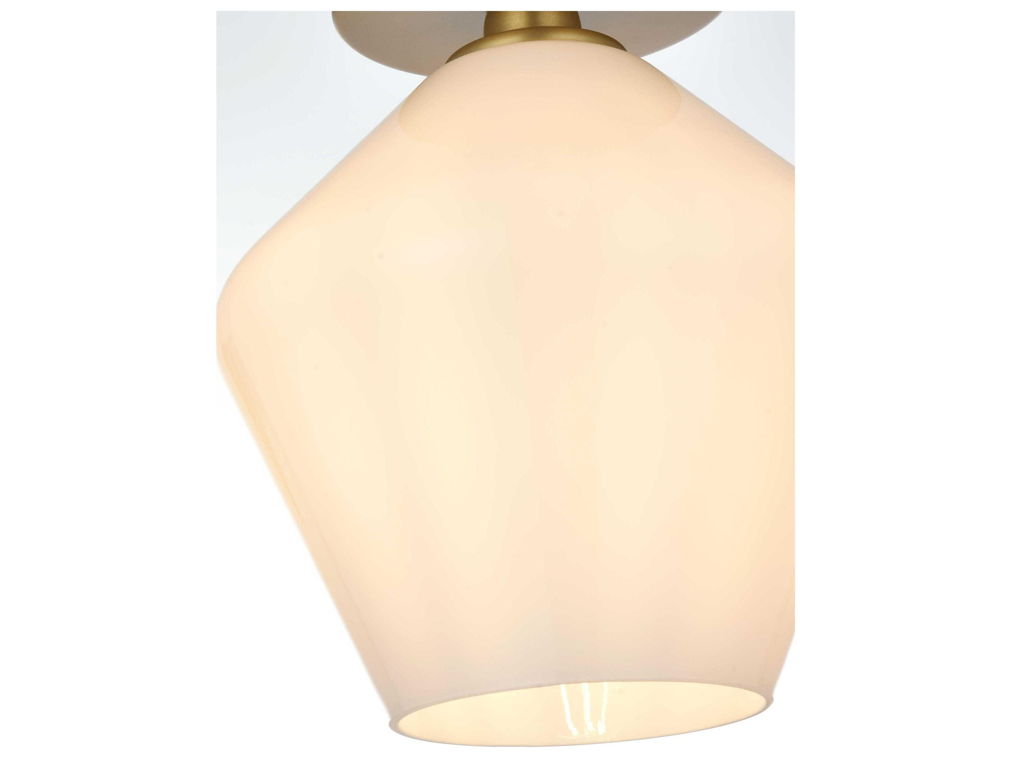 Elegant Lighting Gene 1-Light Satin Gold Semi Flush Mount