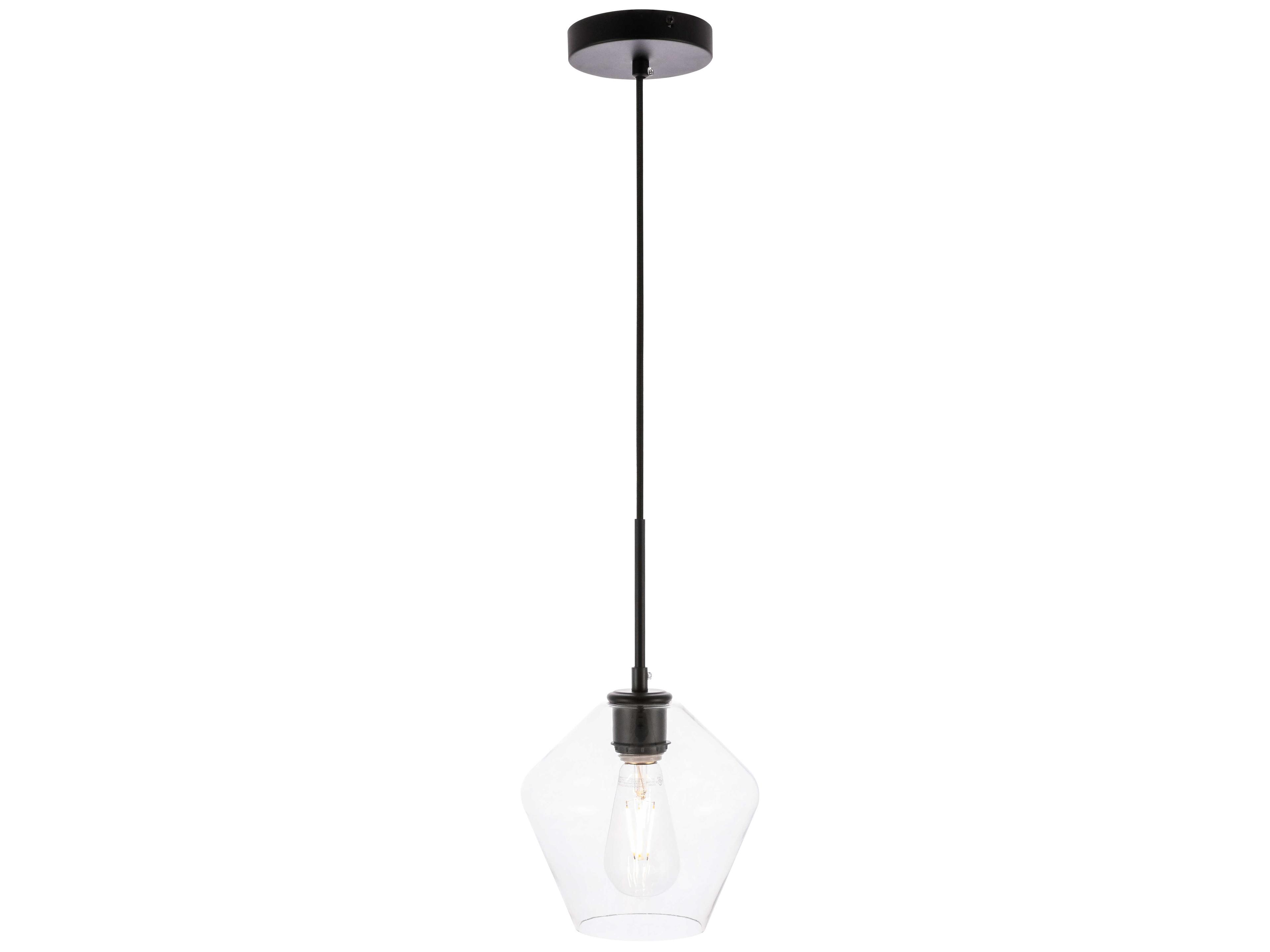 Gene 1-Light Black Glass Mini Pendant