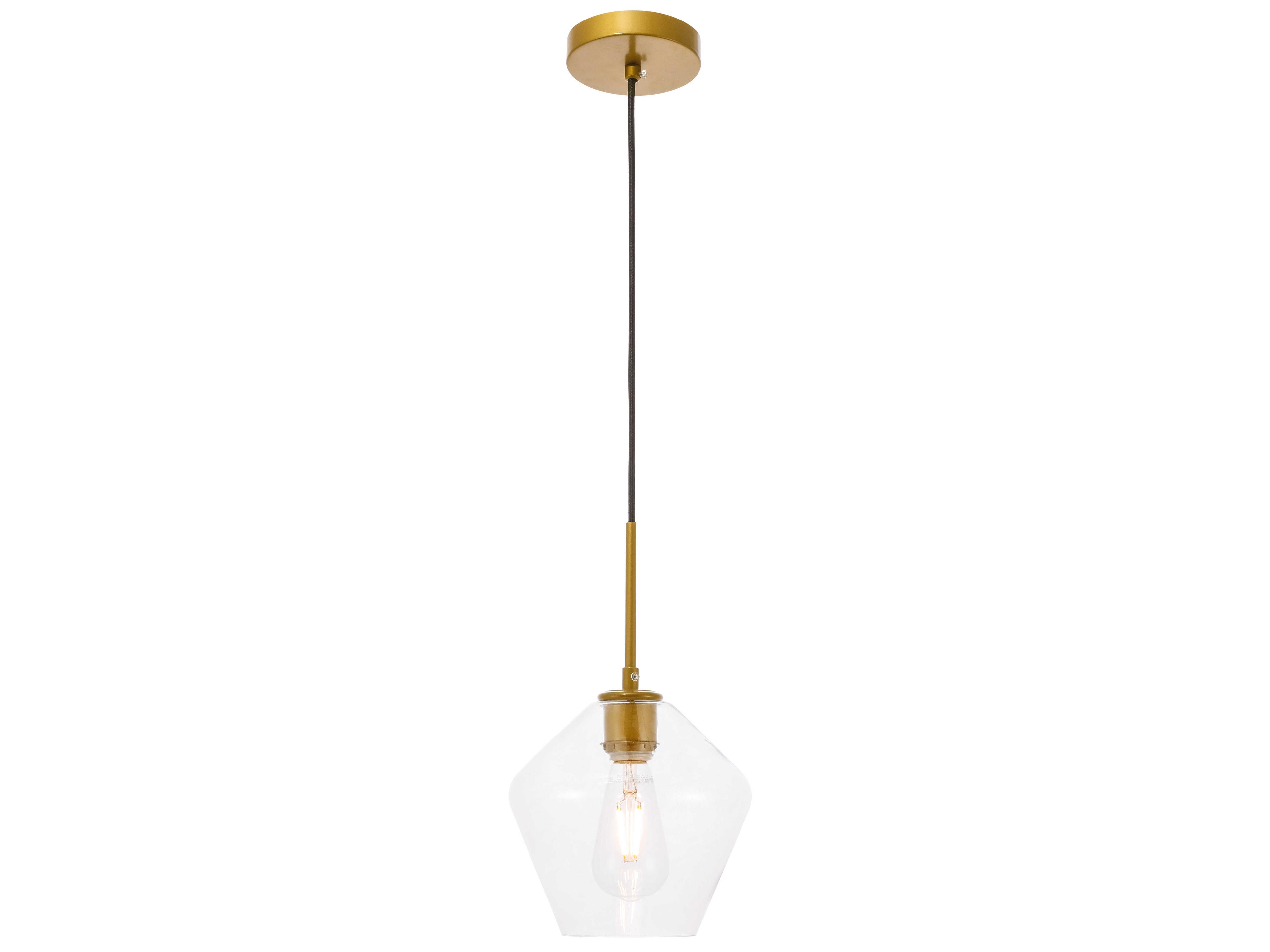 Gene 1-Light Brass Glass Mini Pendant