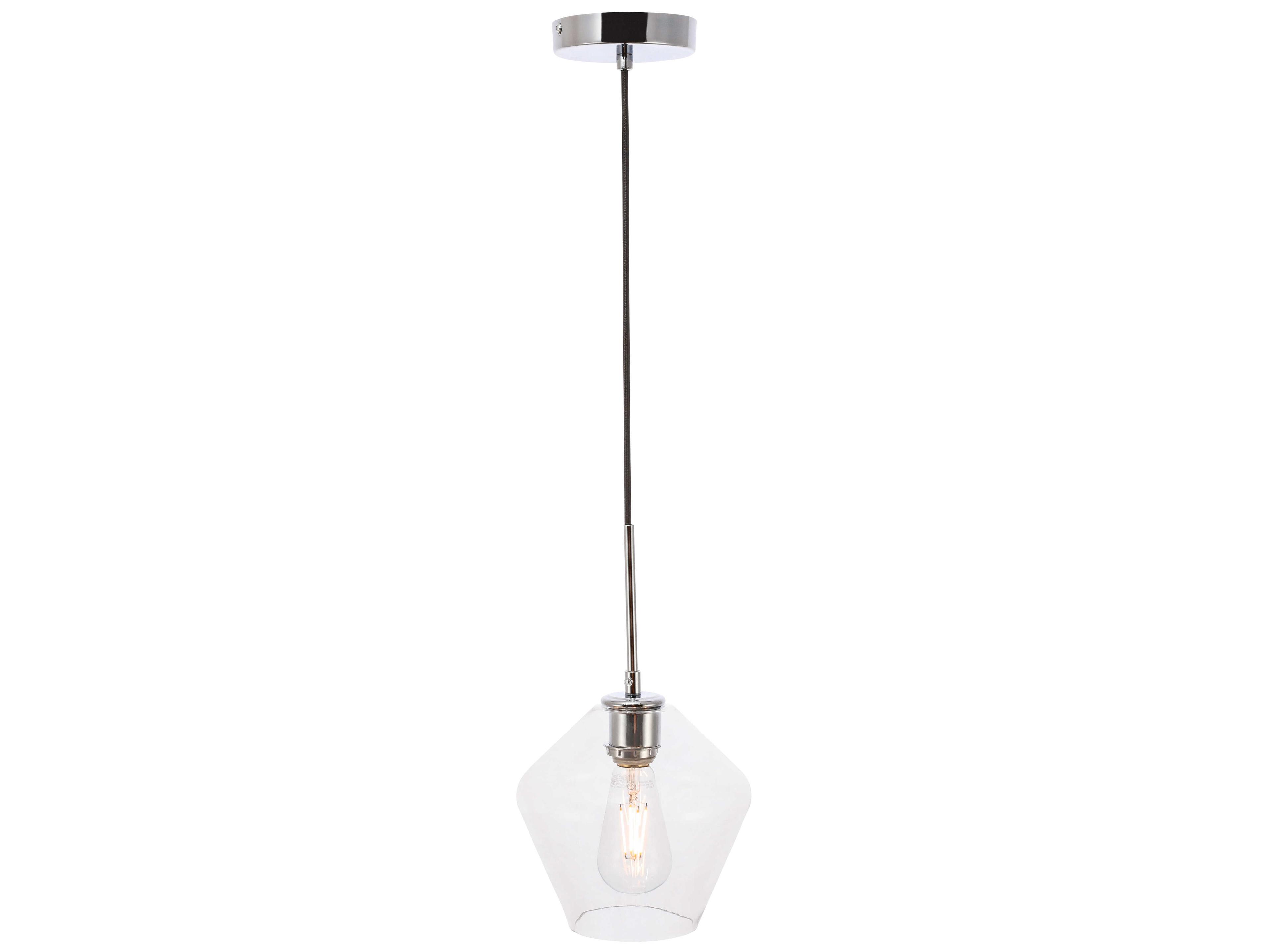 Elegant Lighting Gene 1-Light Chrome Glass Mini Pendant