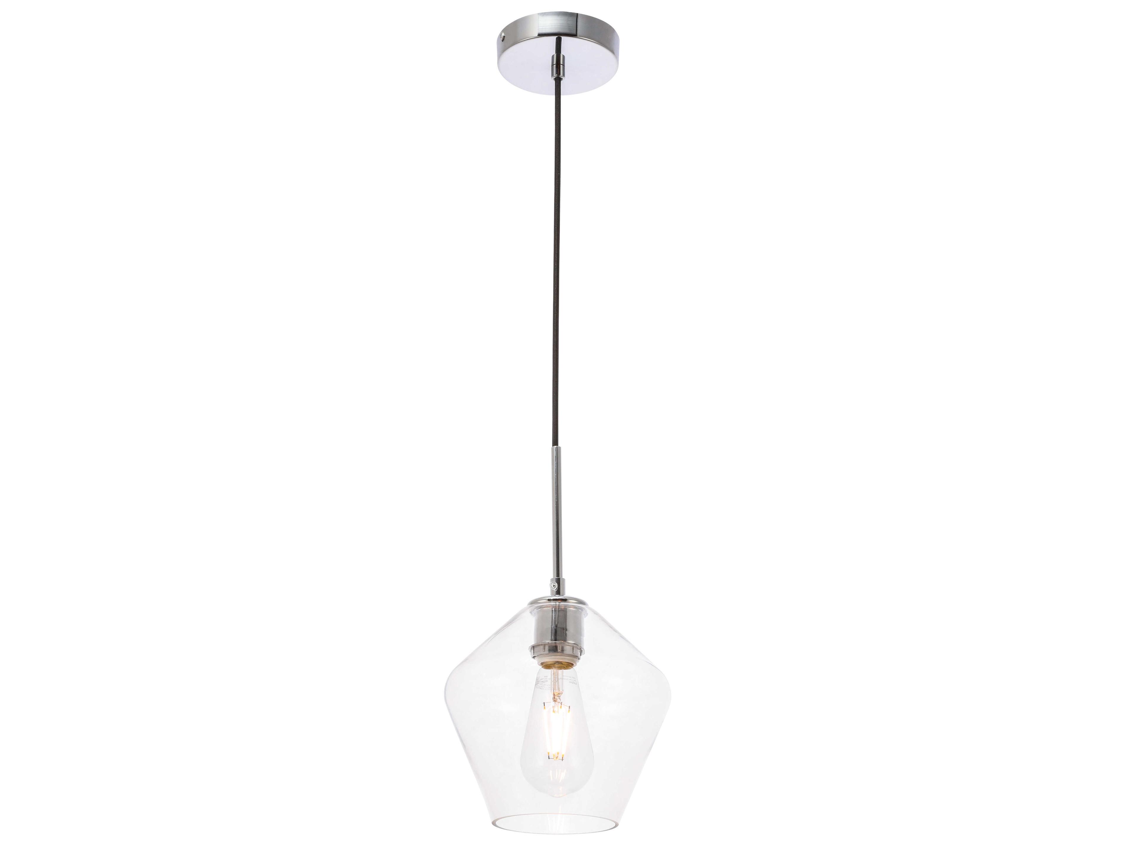 Elegant Lighting Gene 1-Light Chrome Glass Mini Pendant