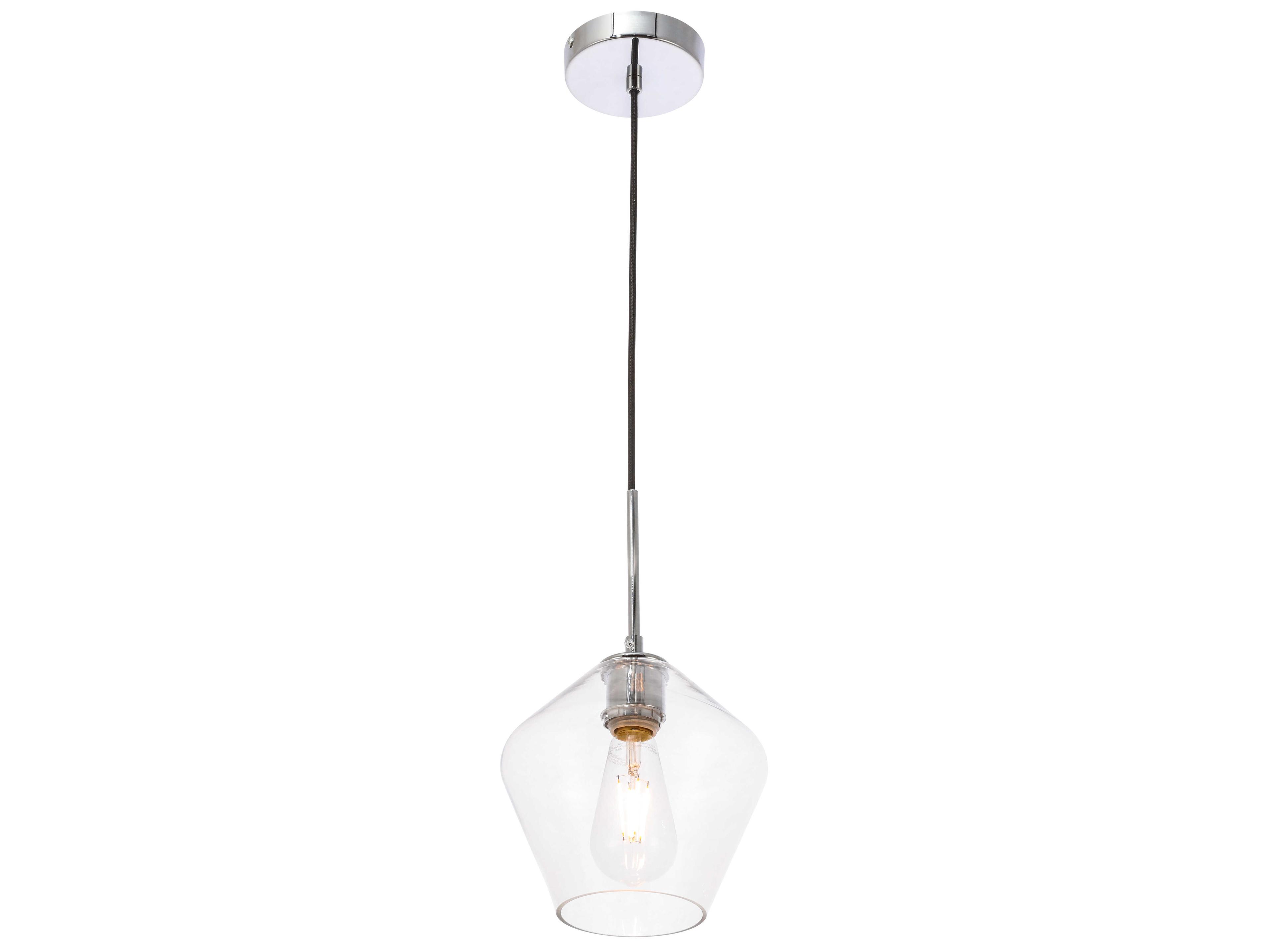 Elegant Lighting Gene 1-Light Chrome Glass Mini Pendant