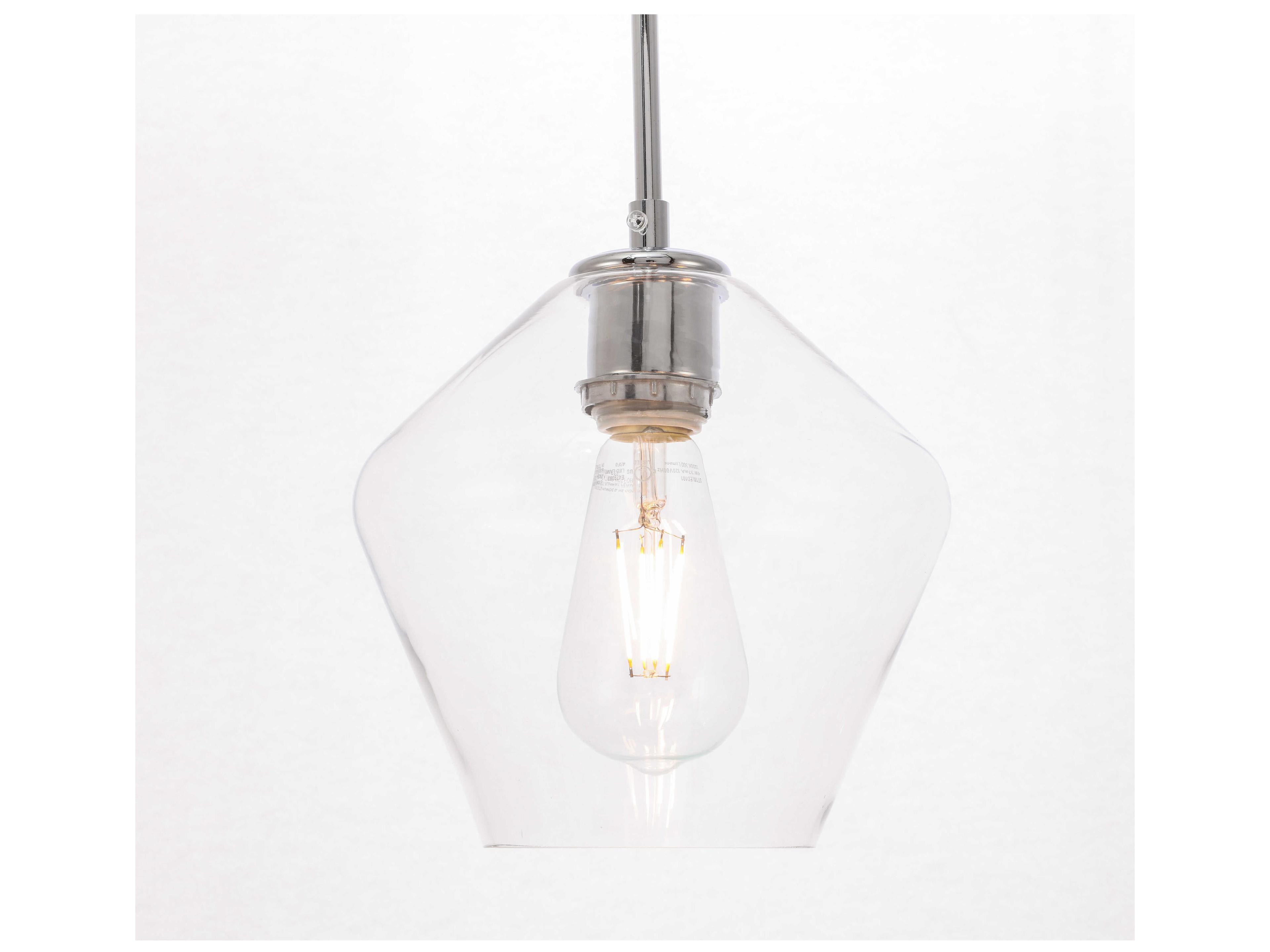 Elegant Lighting Gene 1-Light Chrome Glass Mini Pendant