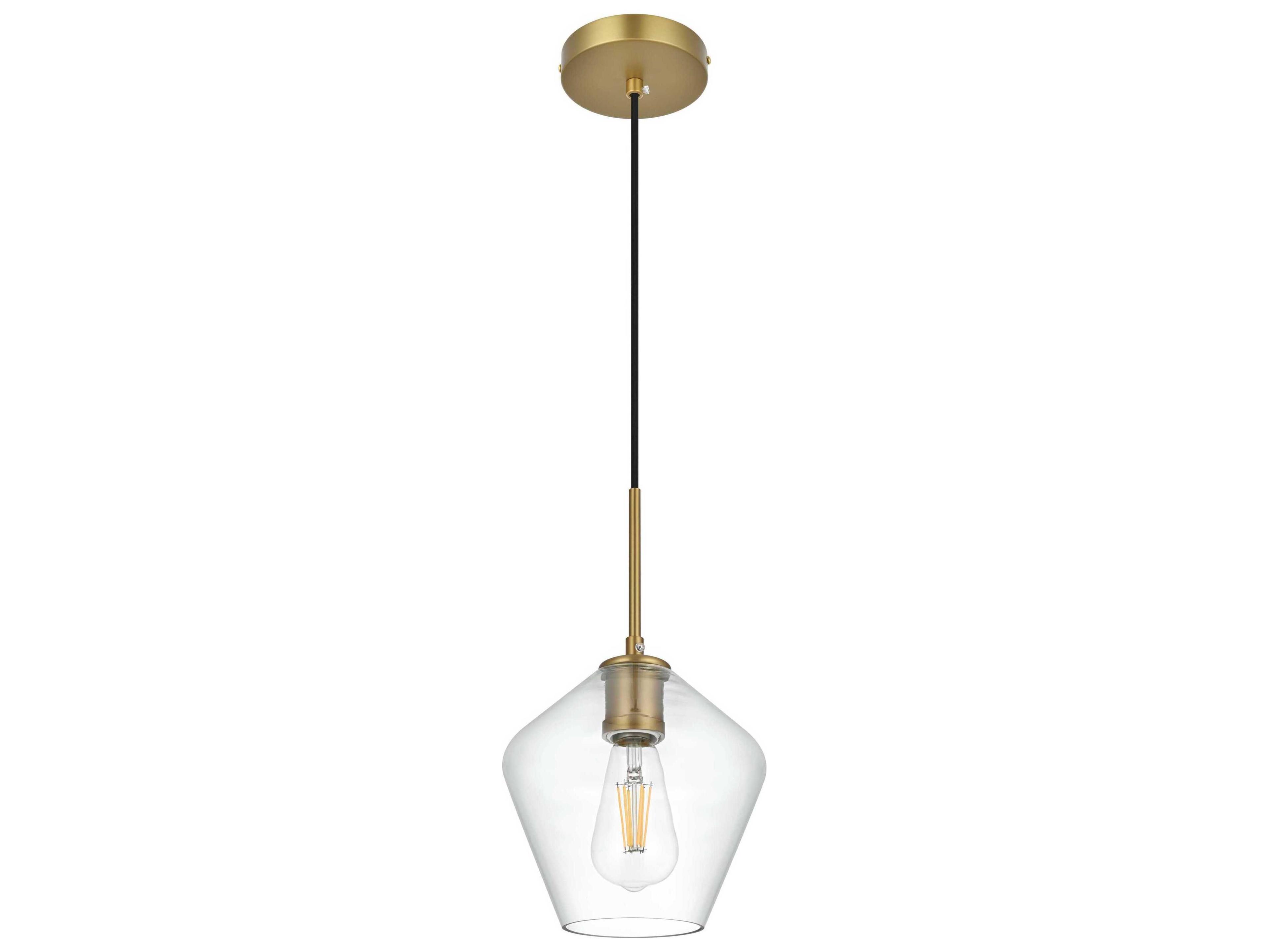 Elegant Lighting Gene 1-Light Satin Gold Mini Pendant