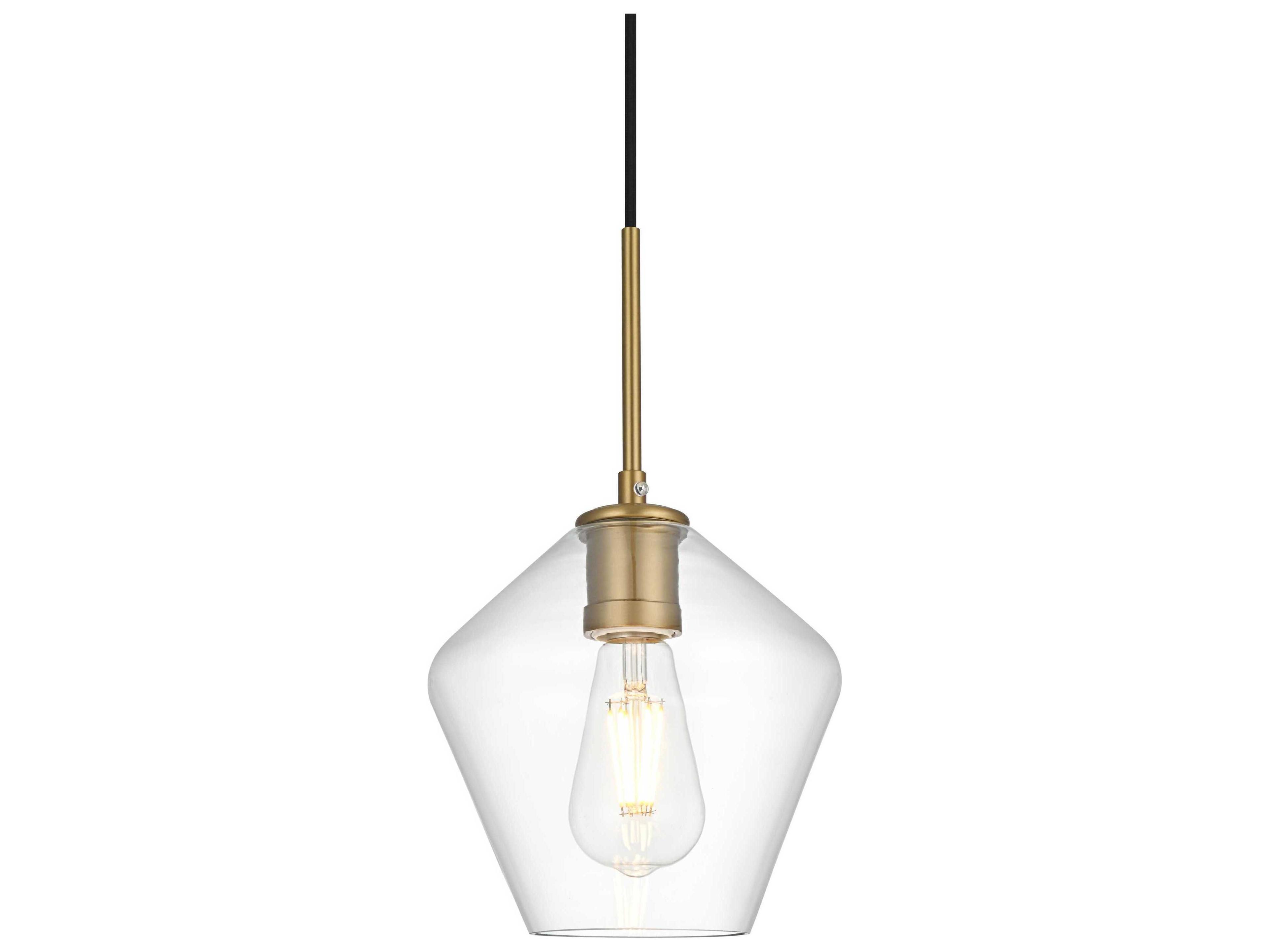 Elegant Lighting Gene 1-Light Satin Gold Mini Pendant