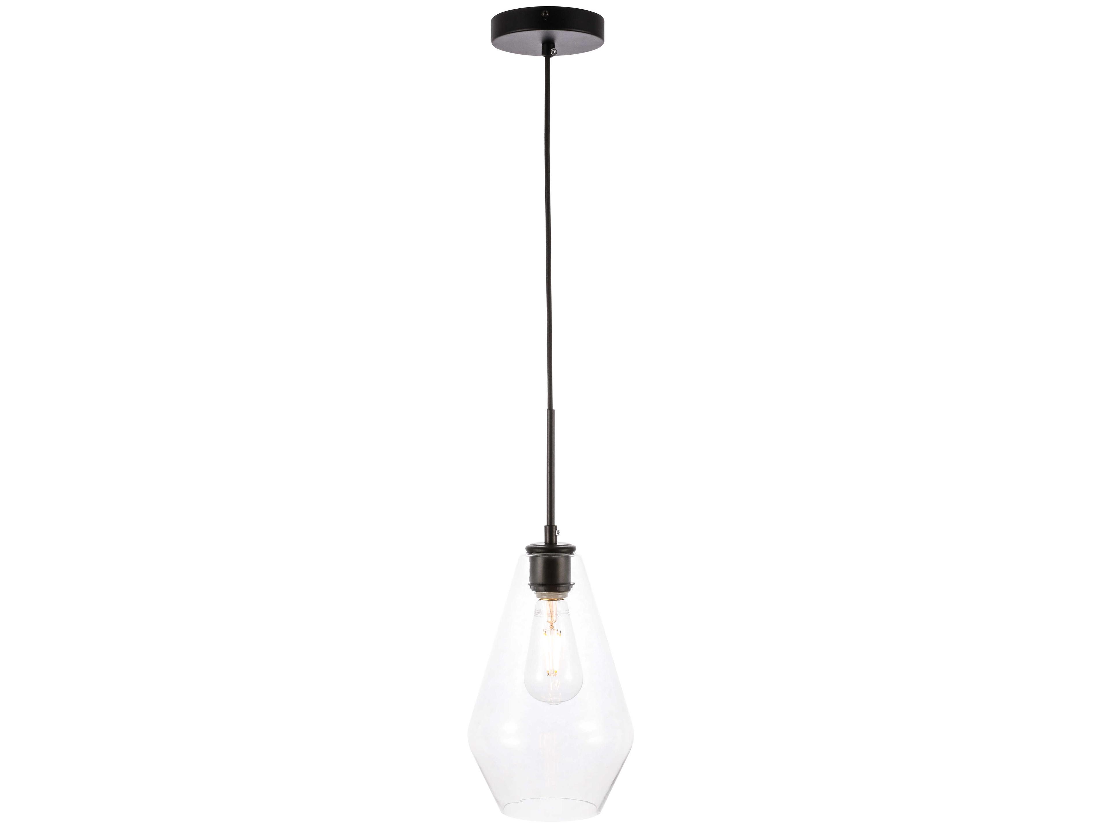 Gene 1-Light Black Glass Mini Pendant