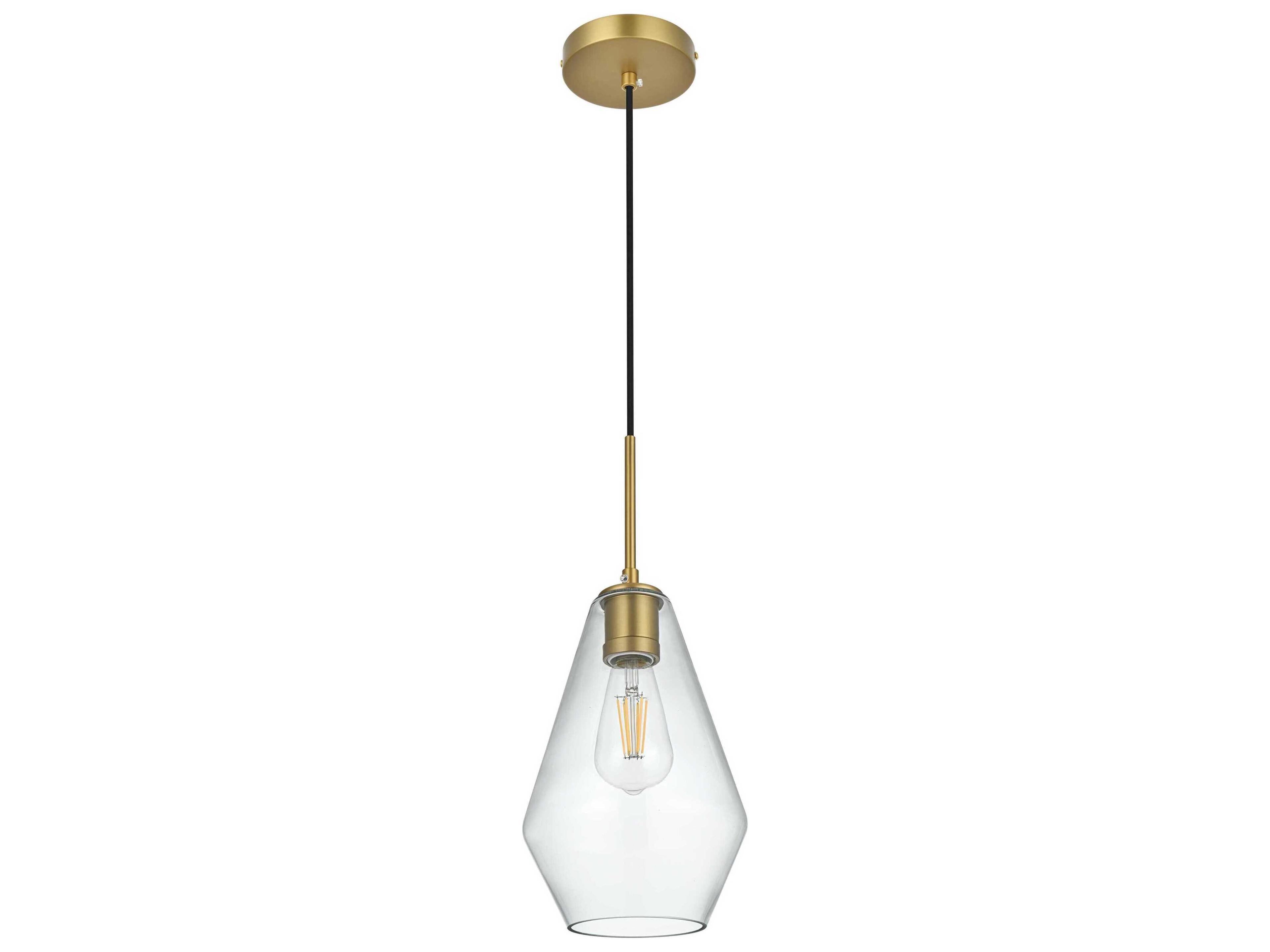 Elegant Lighting Gene 1-Light Satin Gold Mini Pendant