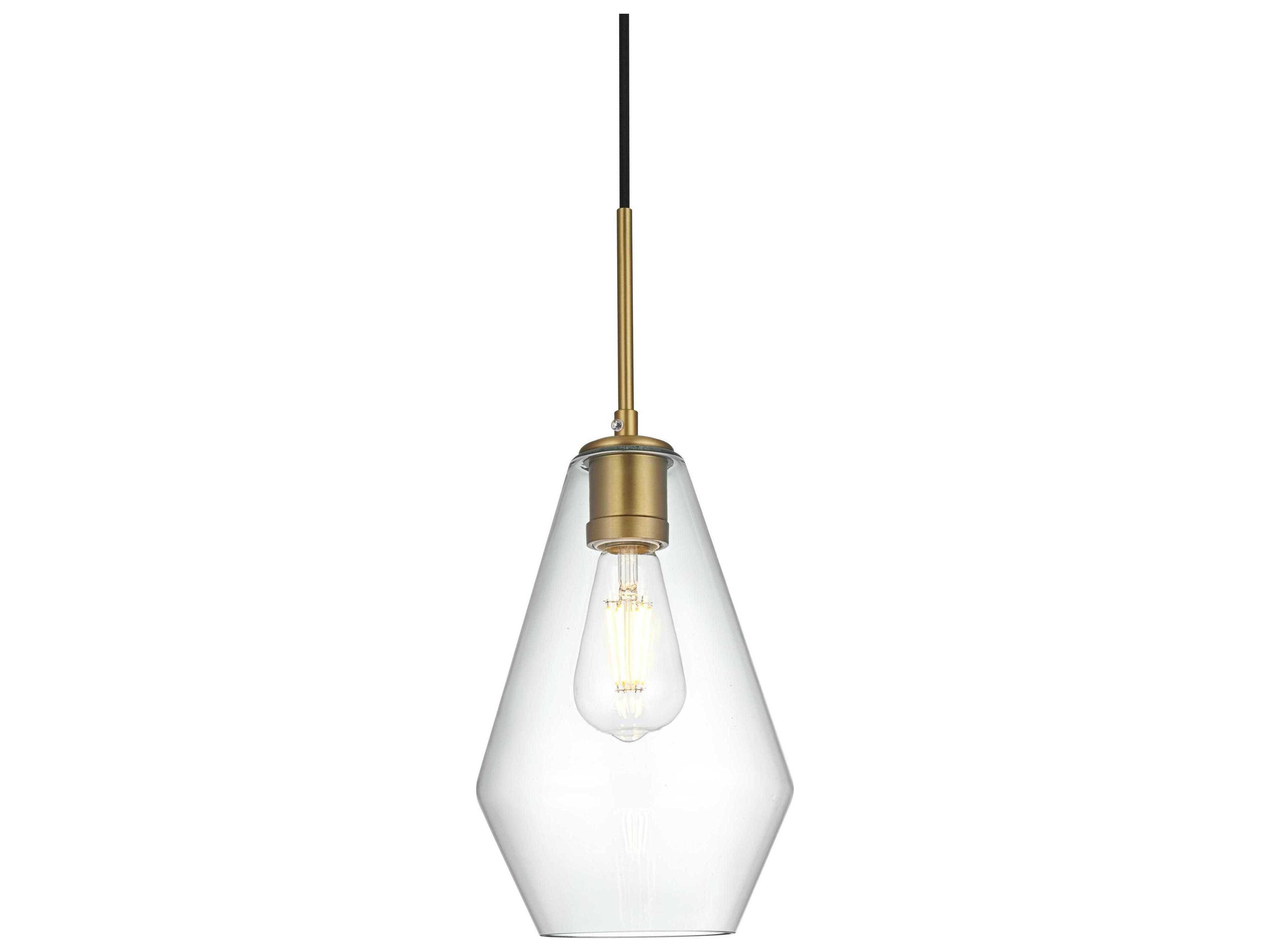 Elegant Lighting Gene 1-Light Satin Gold Mini Pendant