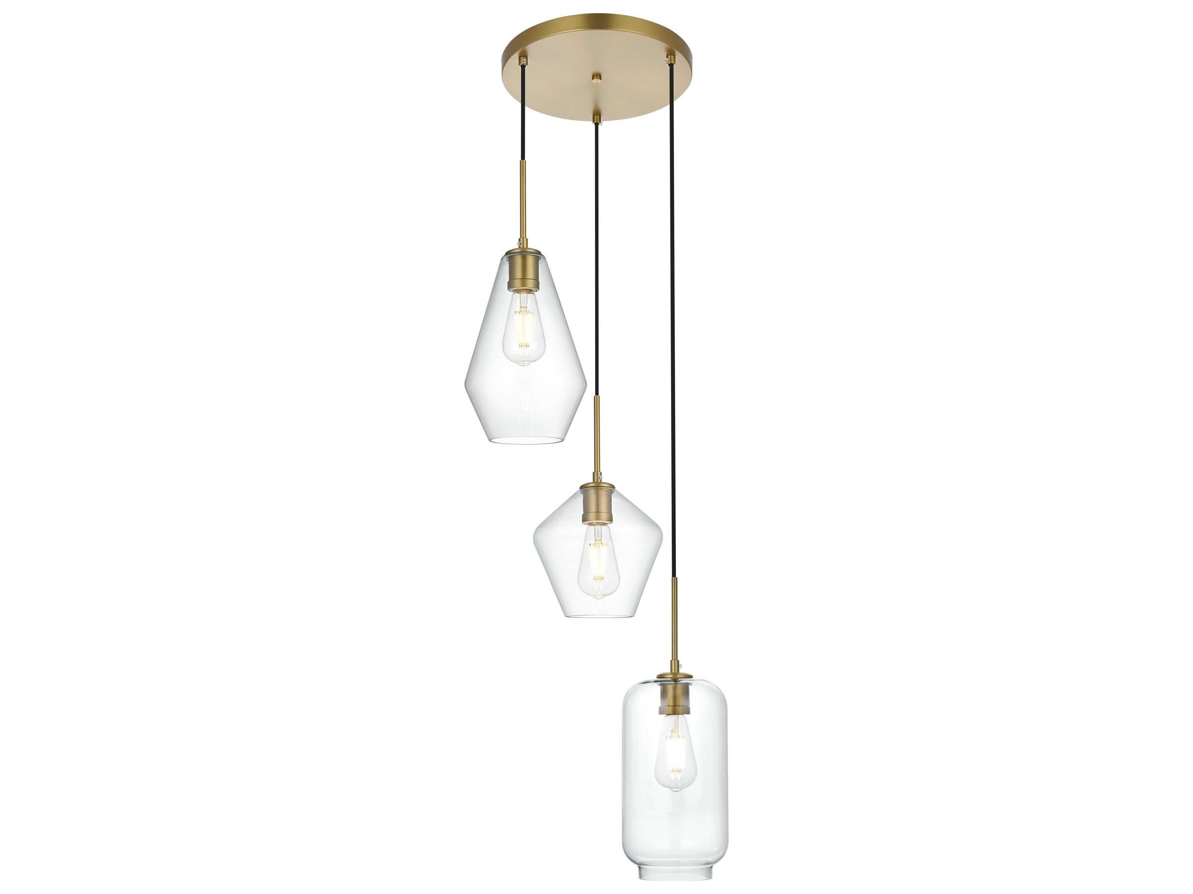 Gene 3-Light Satin Gold Pendant