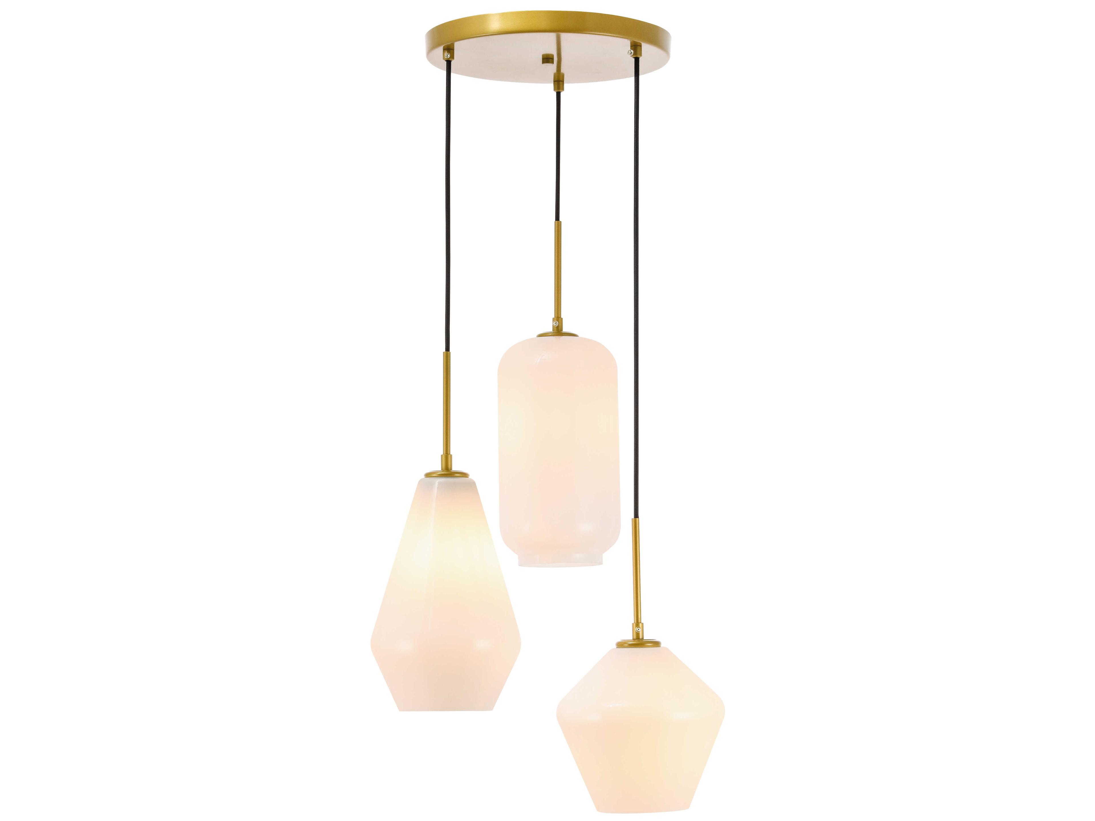 Gene 3-Light Brass Glass Pendant