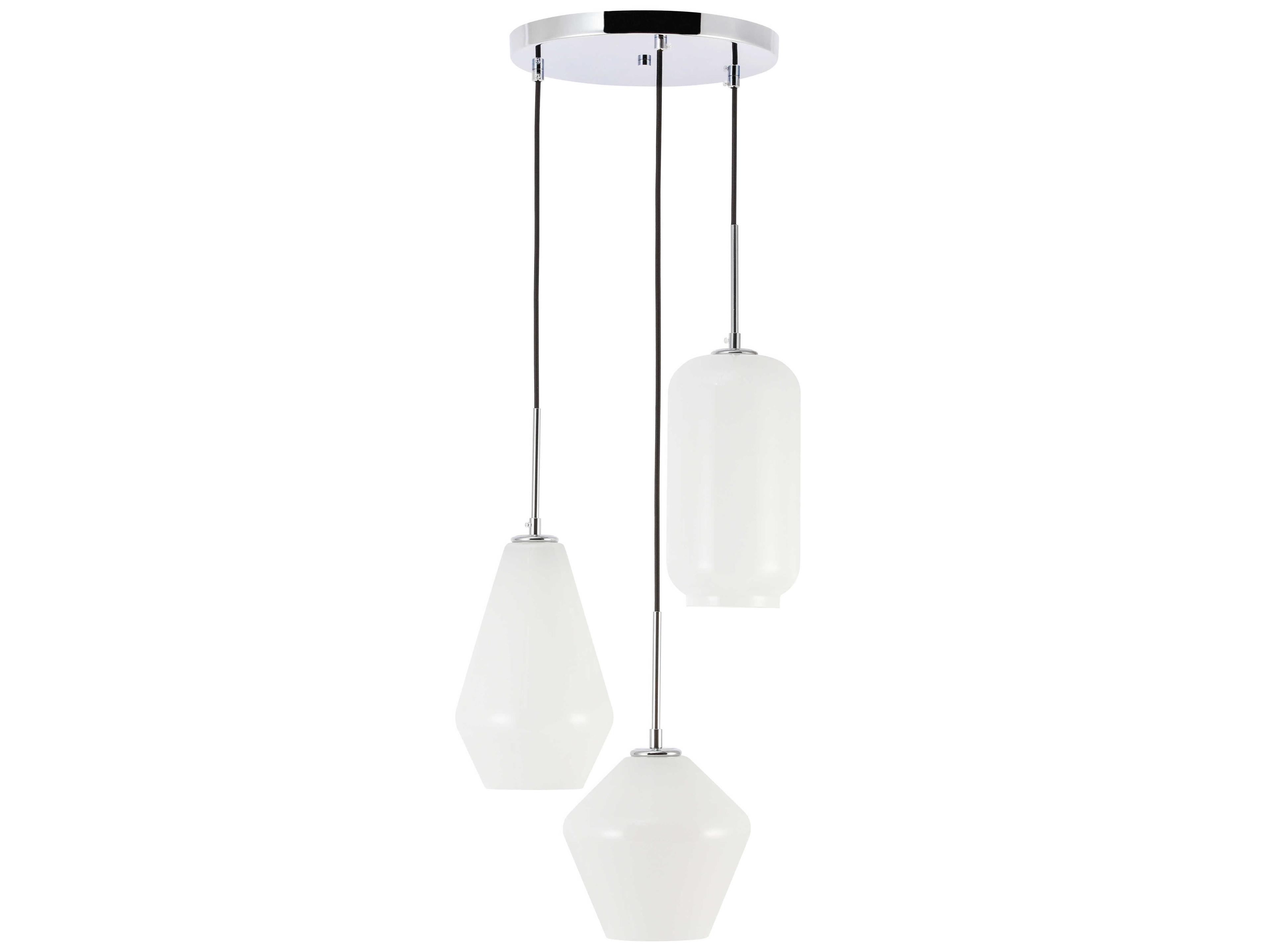 Elegant Lighting Gene 3-Light Chrome Glass Pendant