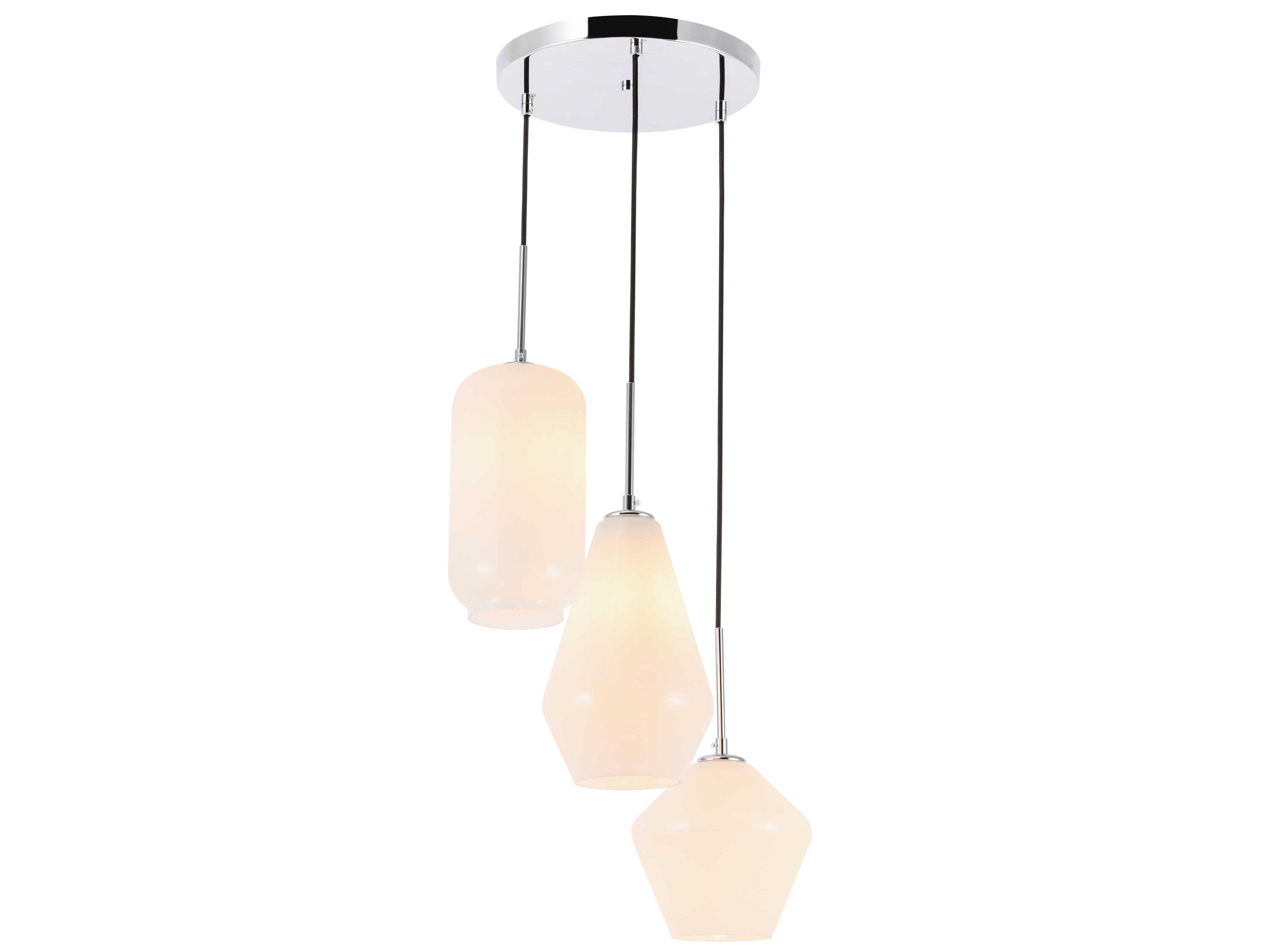 Elegant Lighting Gene 3-Light Chrome Glass Pendant