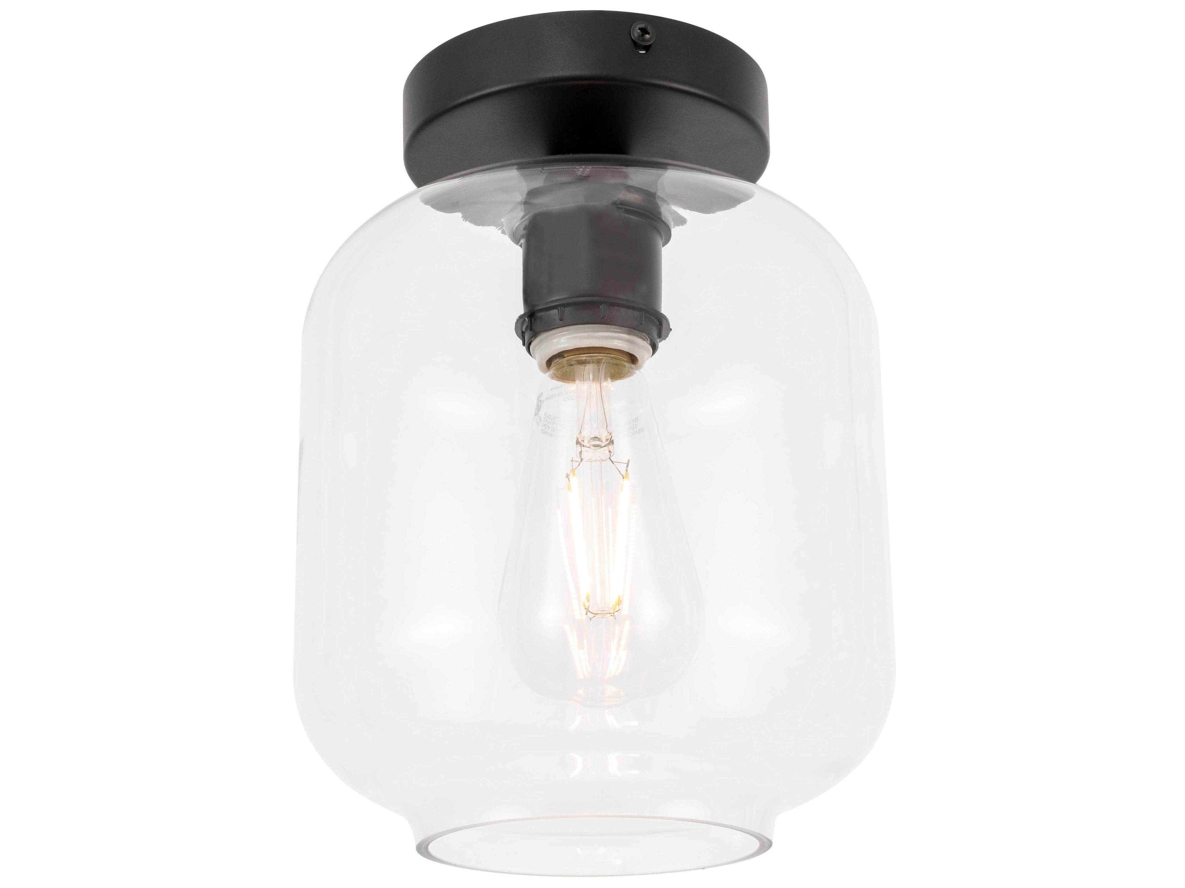 Elegant Lighting Collier 1-Light Black Semi Flush Mount