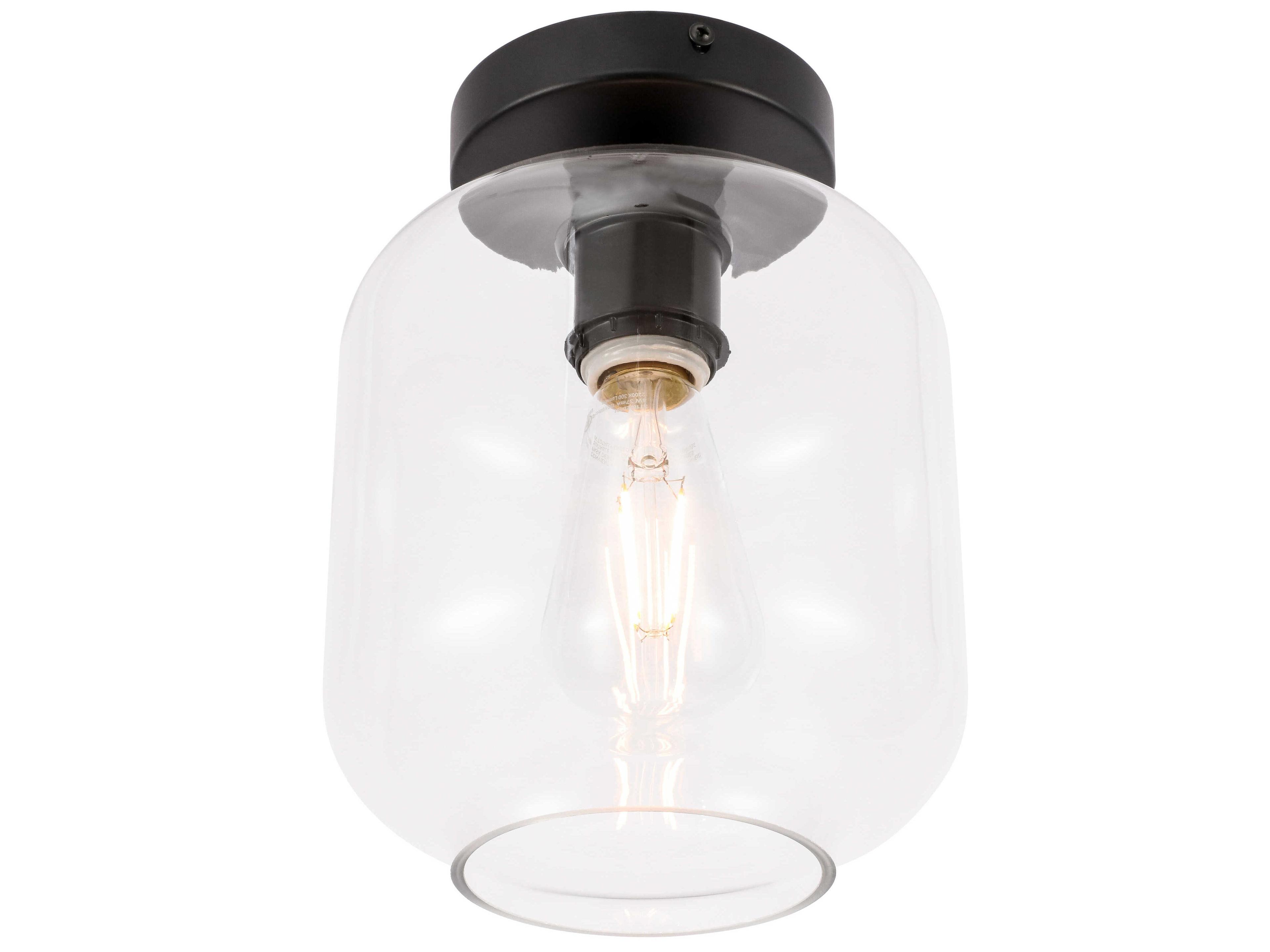 Elegant Lighting Collier 1-Light Black Semi Flush Mount