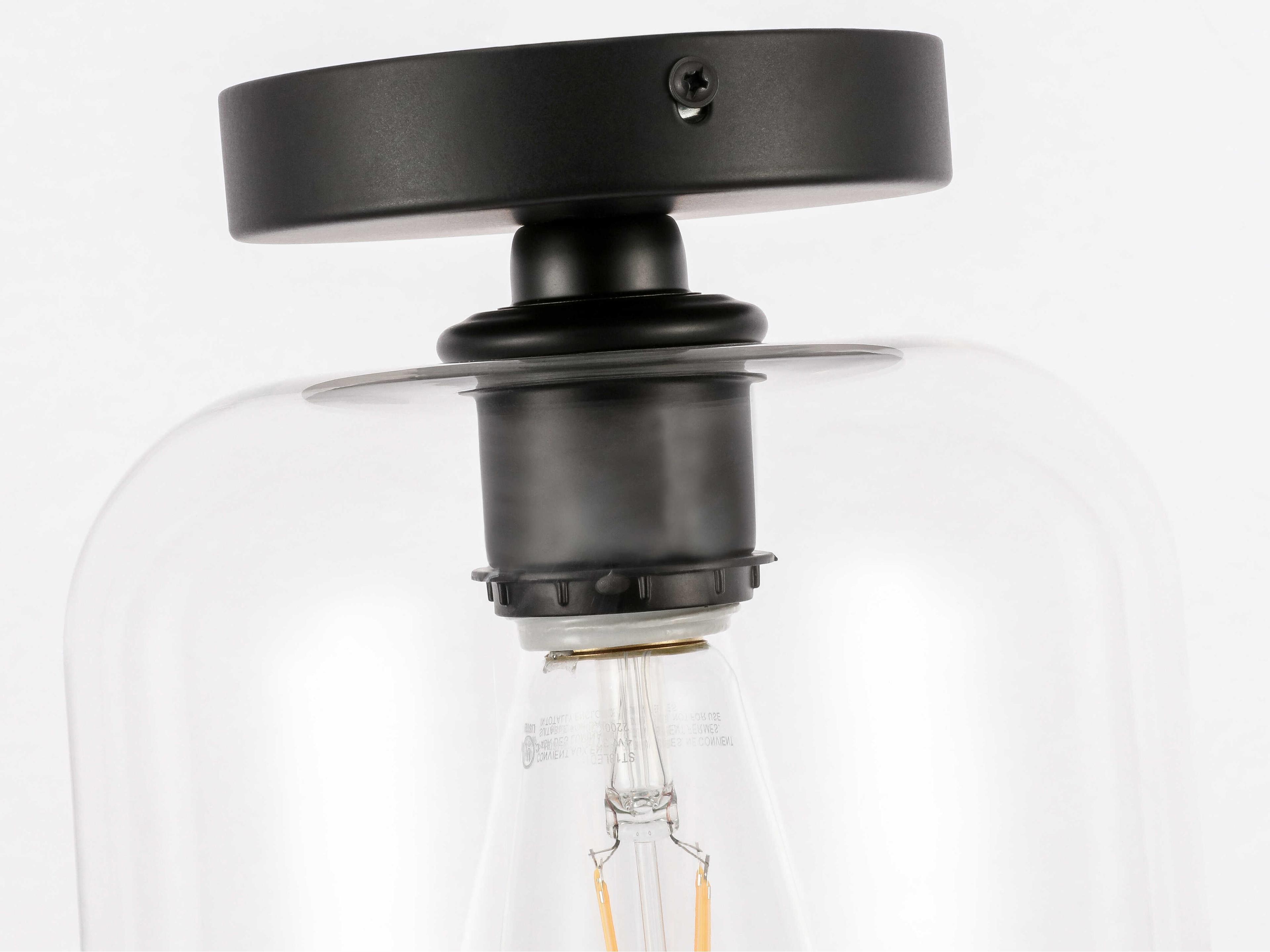 Elegant Lighting Collier 1-Light Black Semi Flush Mount