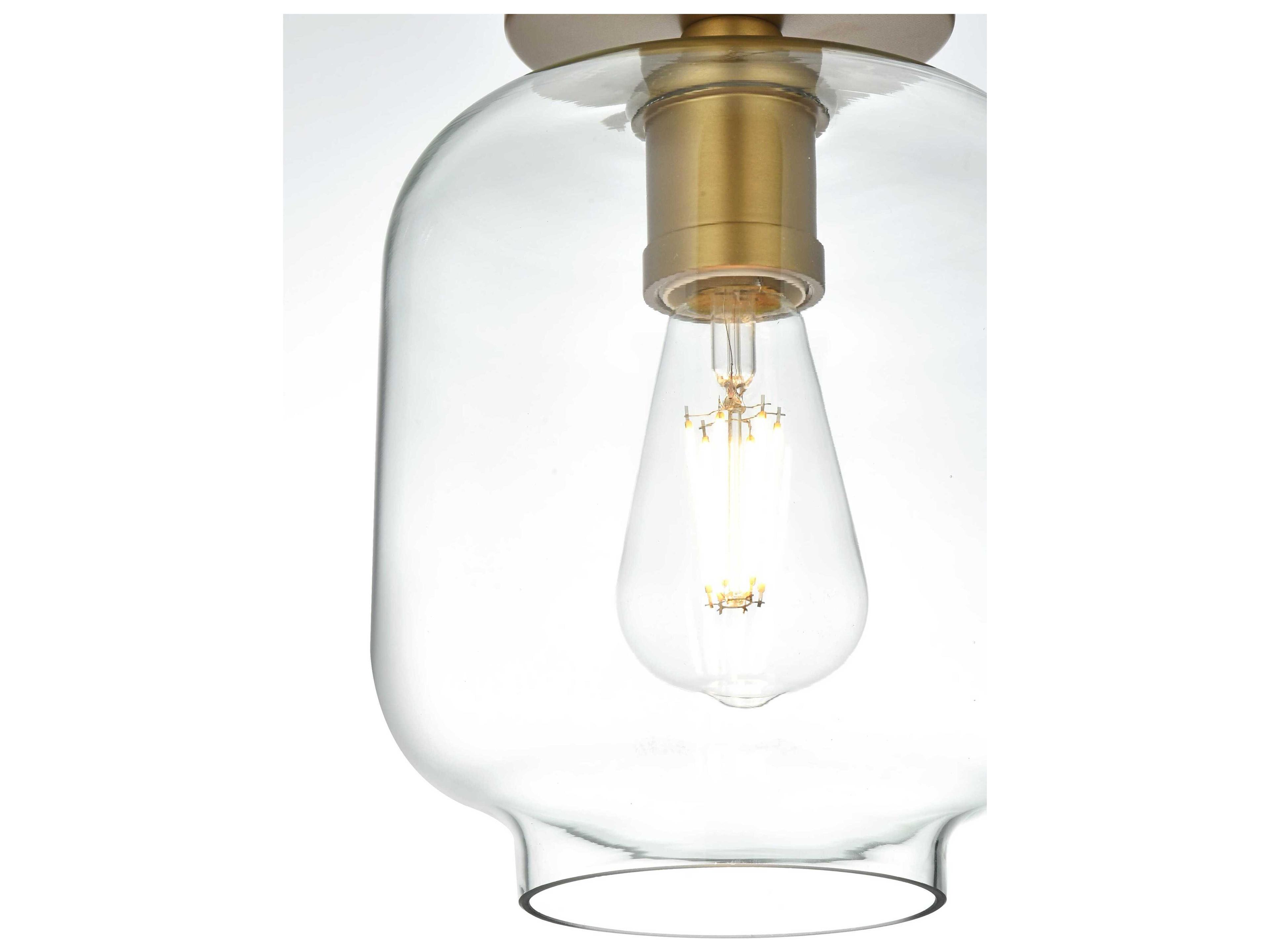 Elegant Lighting Collier 1-Light Satin Gold Semi Flush Mount