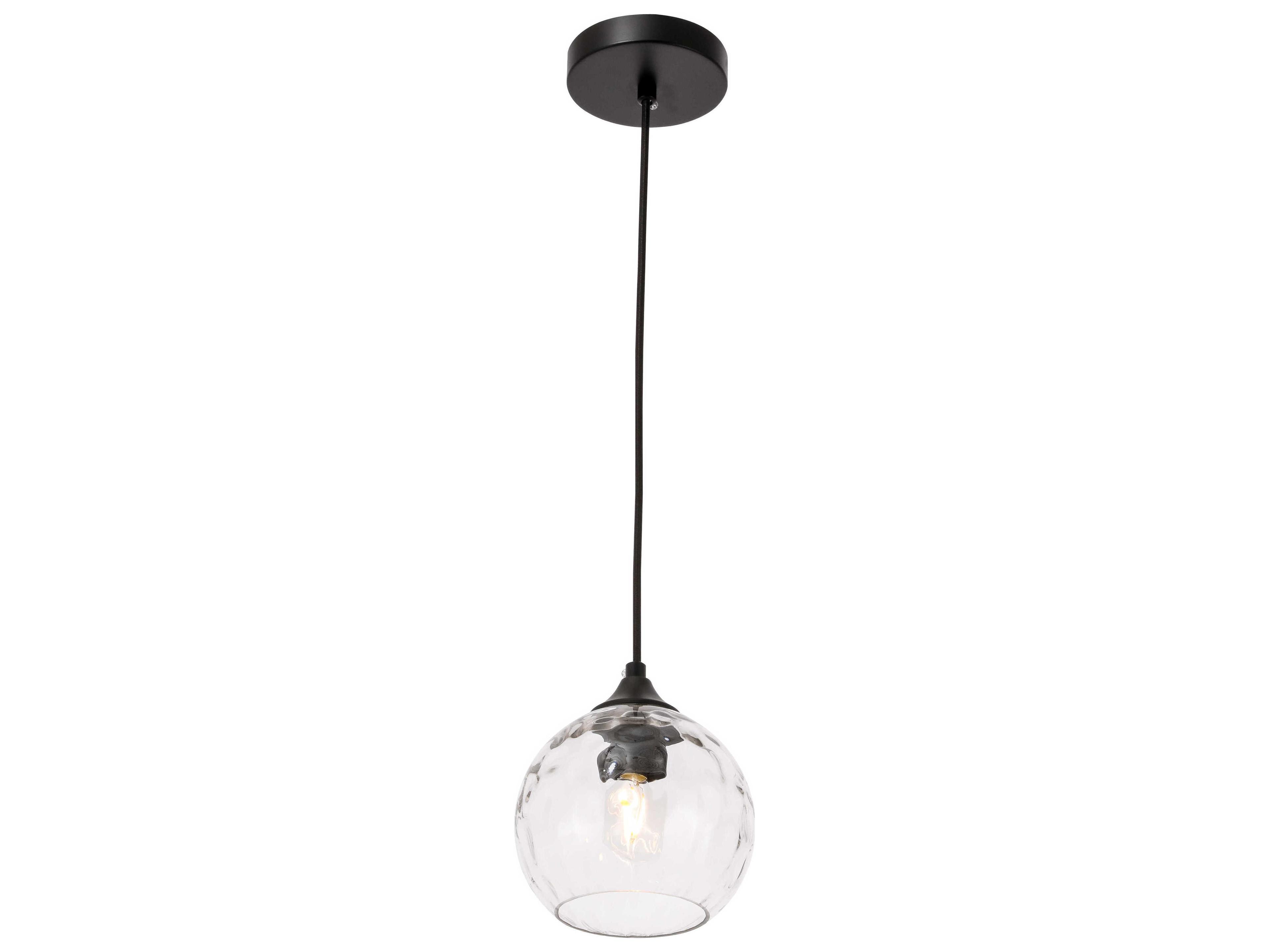 Elegant Lighting Cashel 1-Light Black Glass Globe Mini Pendant