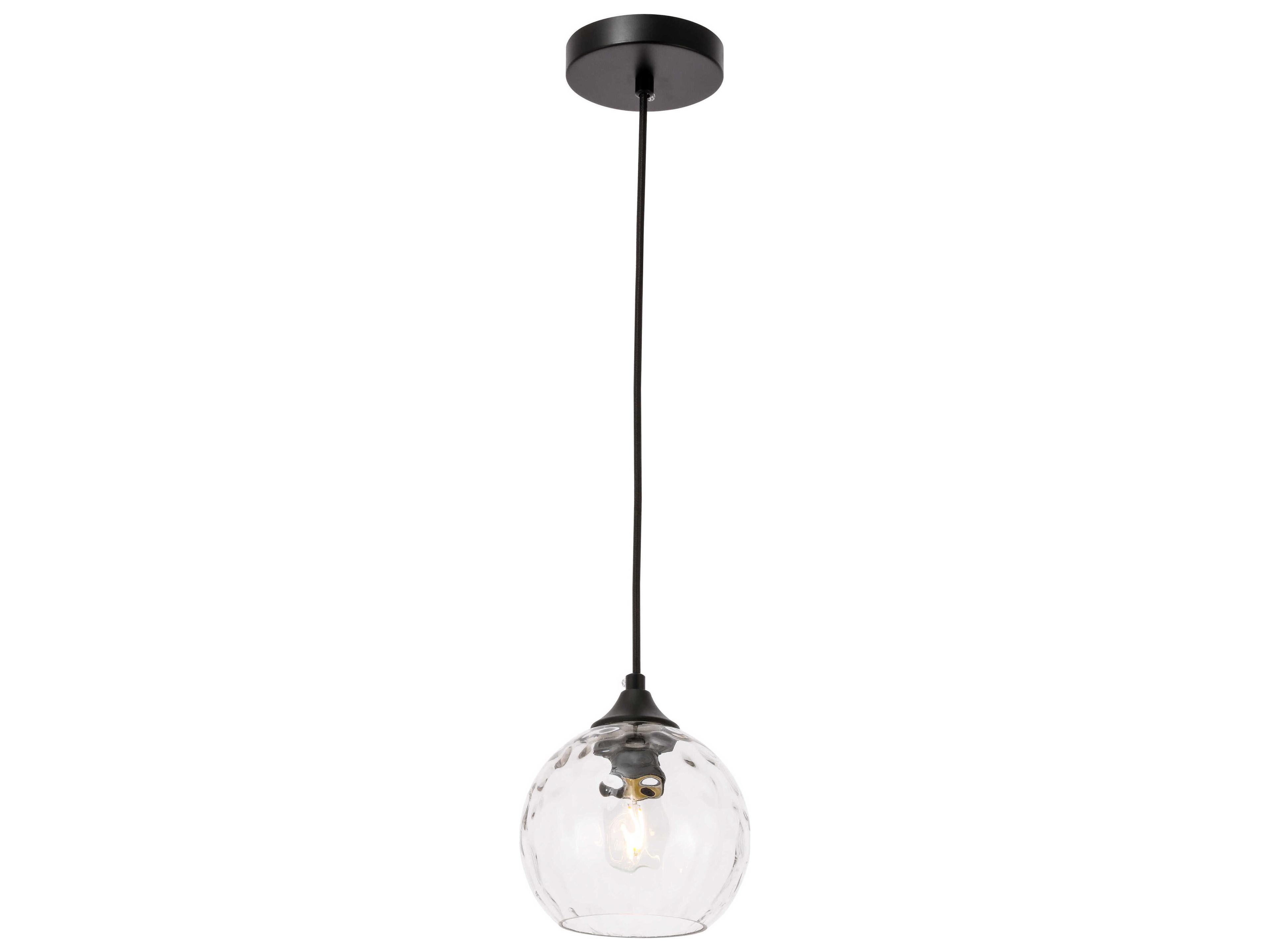 Elegant Lighting Cashel 1-Light Black Glass Globe Mini Pendant