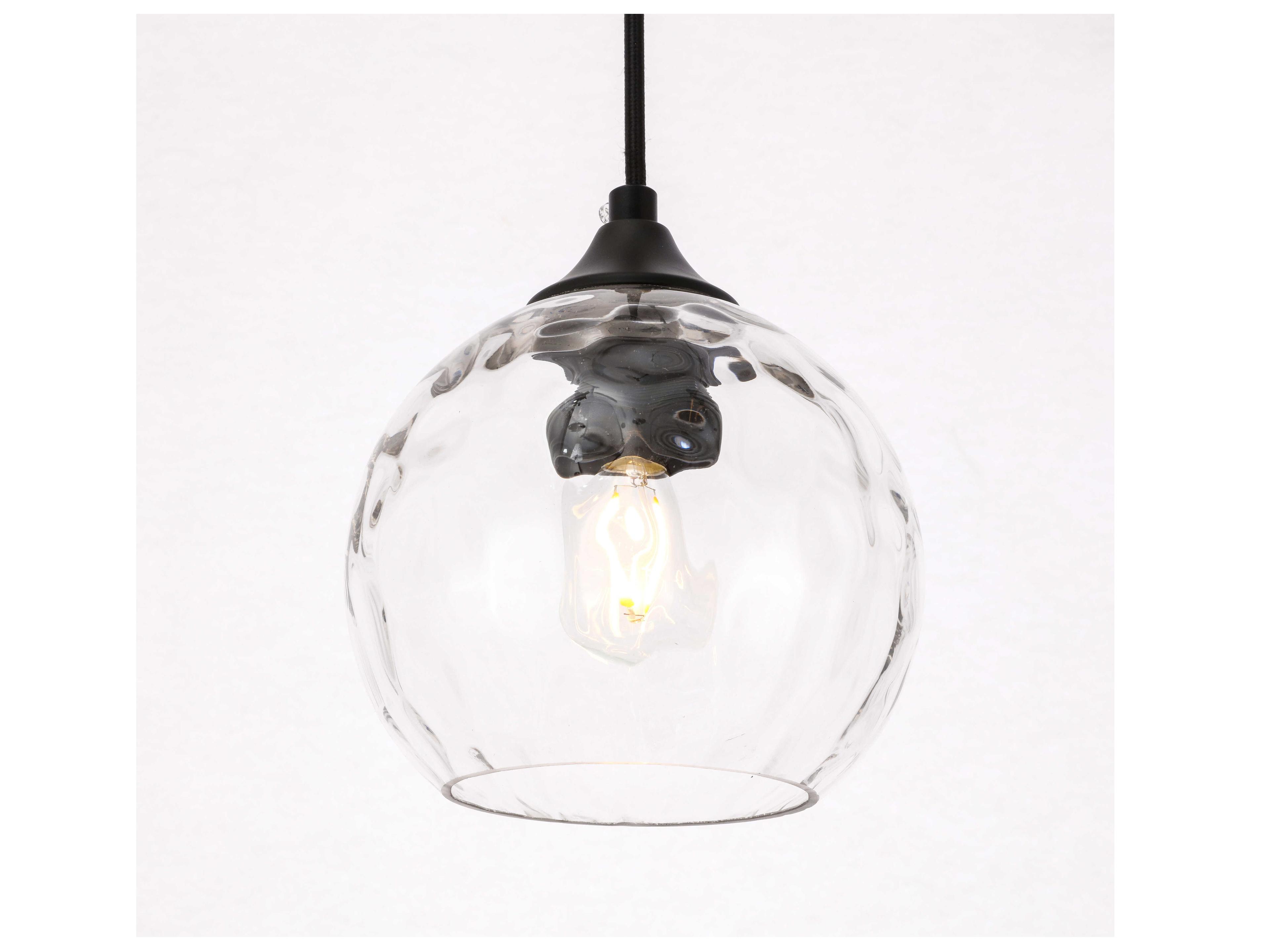 Elegant Lighting Cashel 1-Light Black Glass Globe Mini Pendant