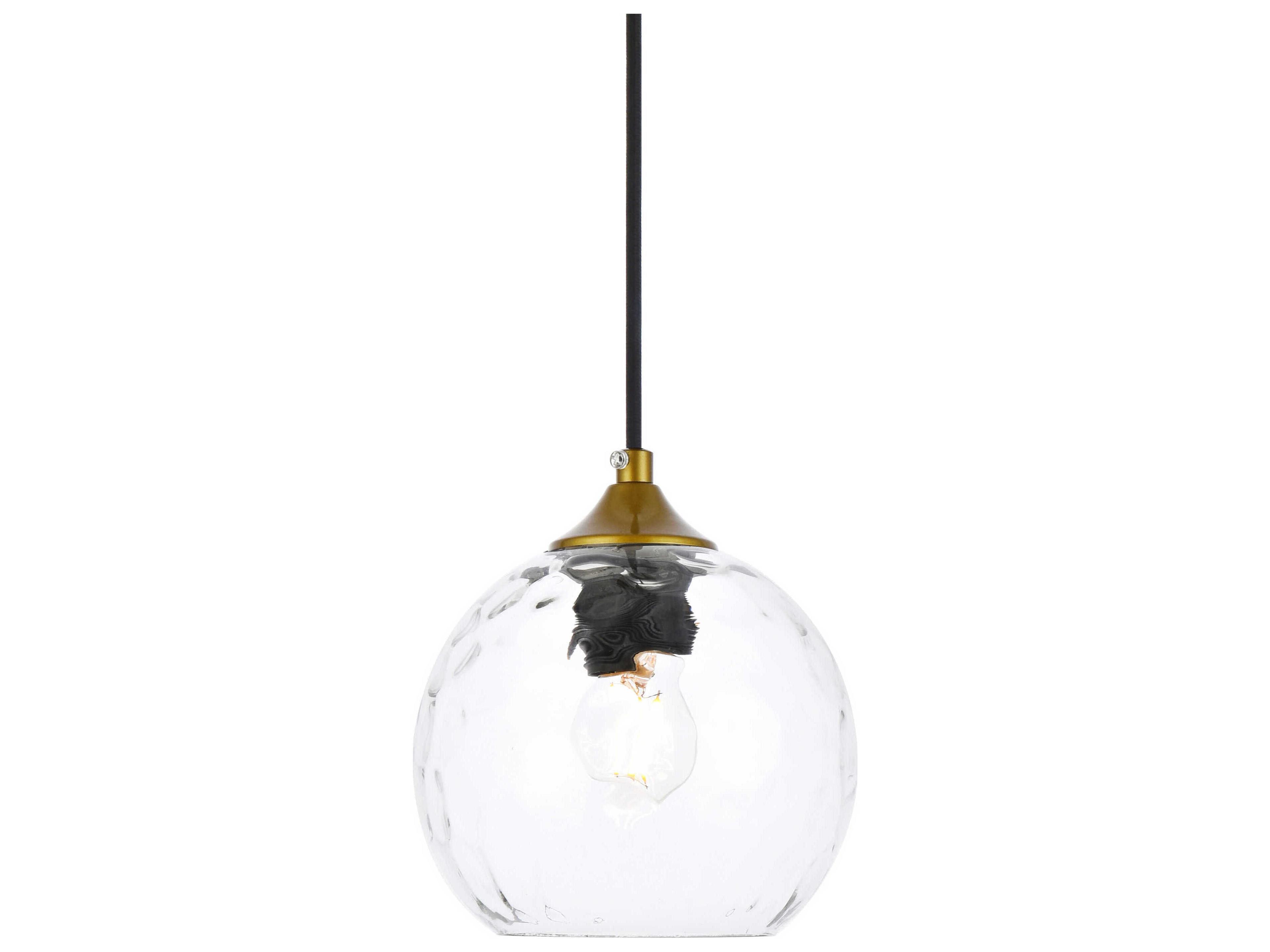 Elegant Lighting Cashel 1-Light Brass And Clear Glass Globe Mini Pendant