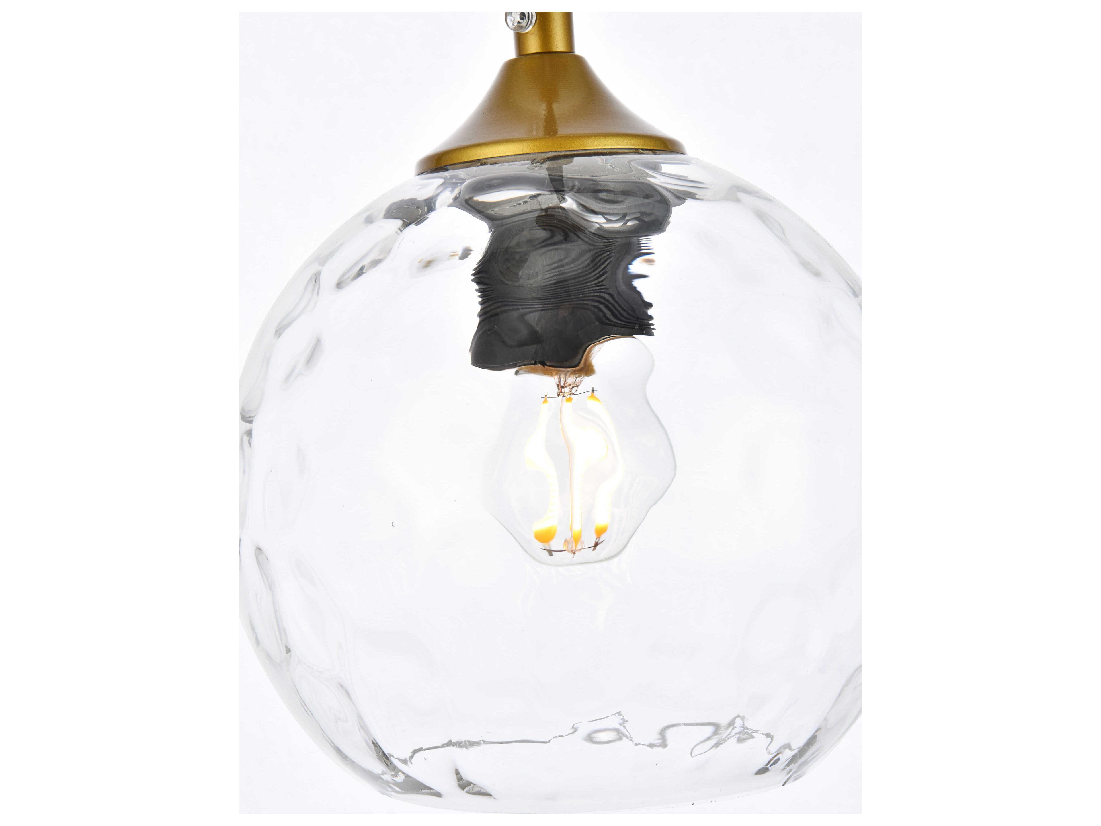 Elegant Lighting Cashel 1-Light Brass And Clear Glass Globe Mini Pendant