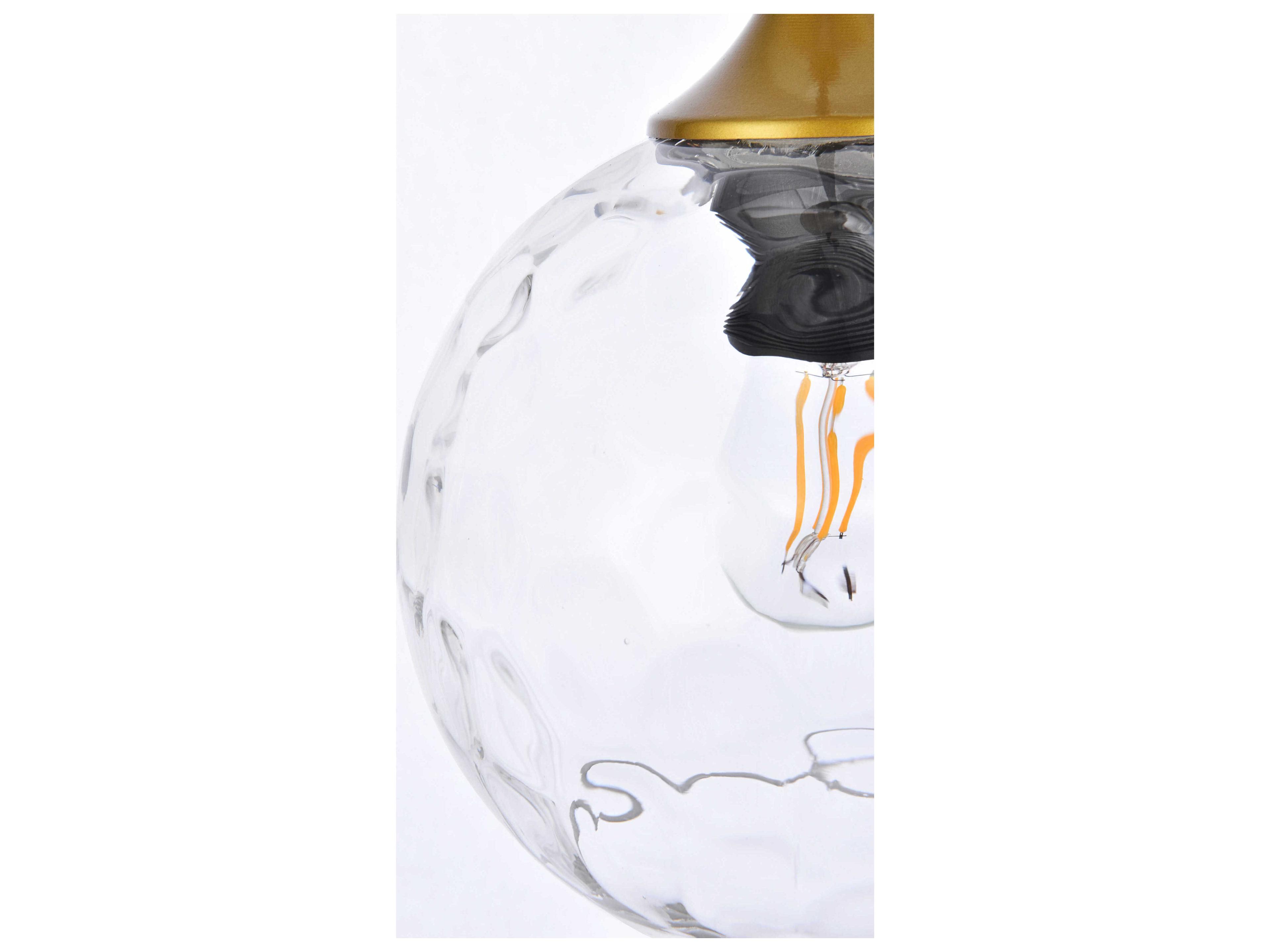 Elegant Lighting Cashel 1-Light Brass And Clear Glass Globe Mini Pendant