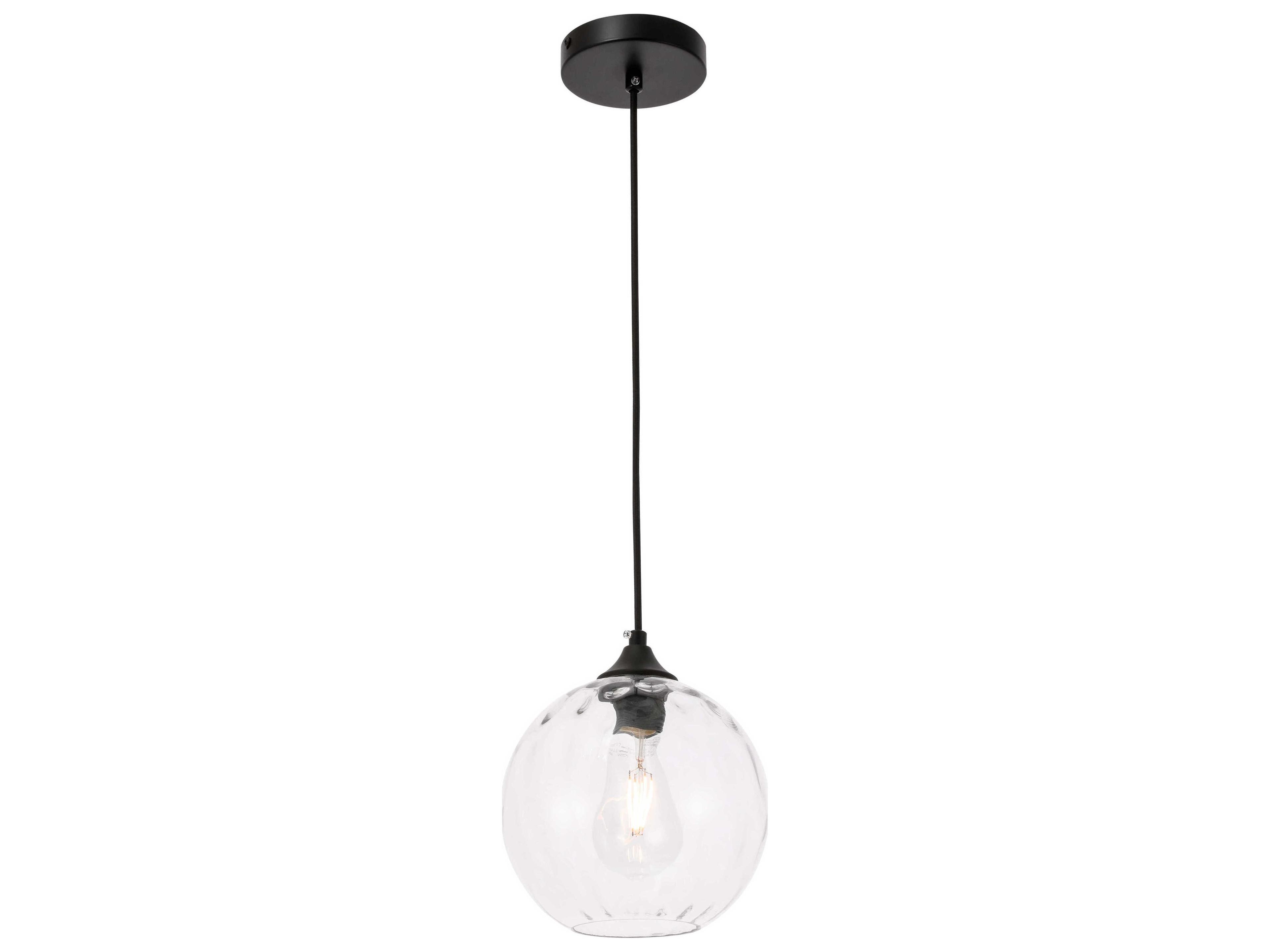 Elegant Lighting Cashel 1-Light Black Glass Globe Mini Pendant