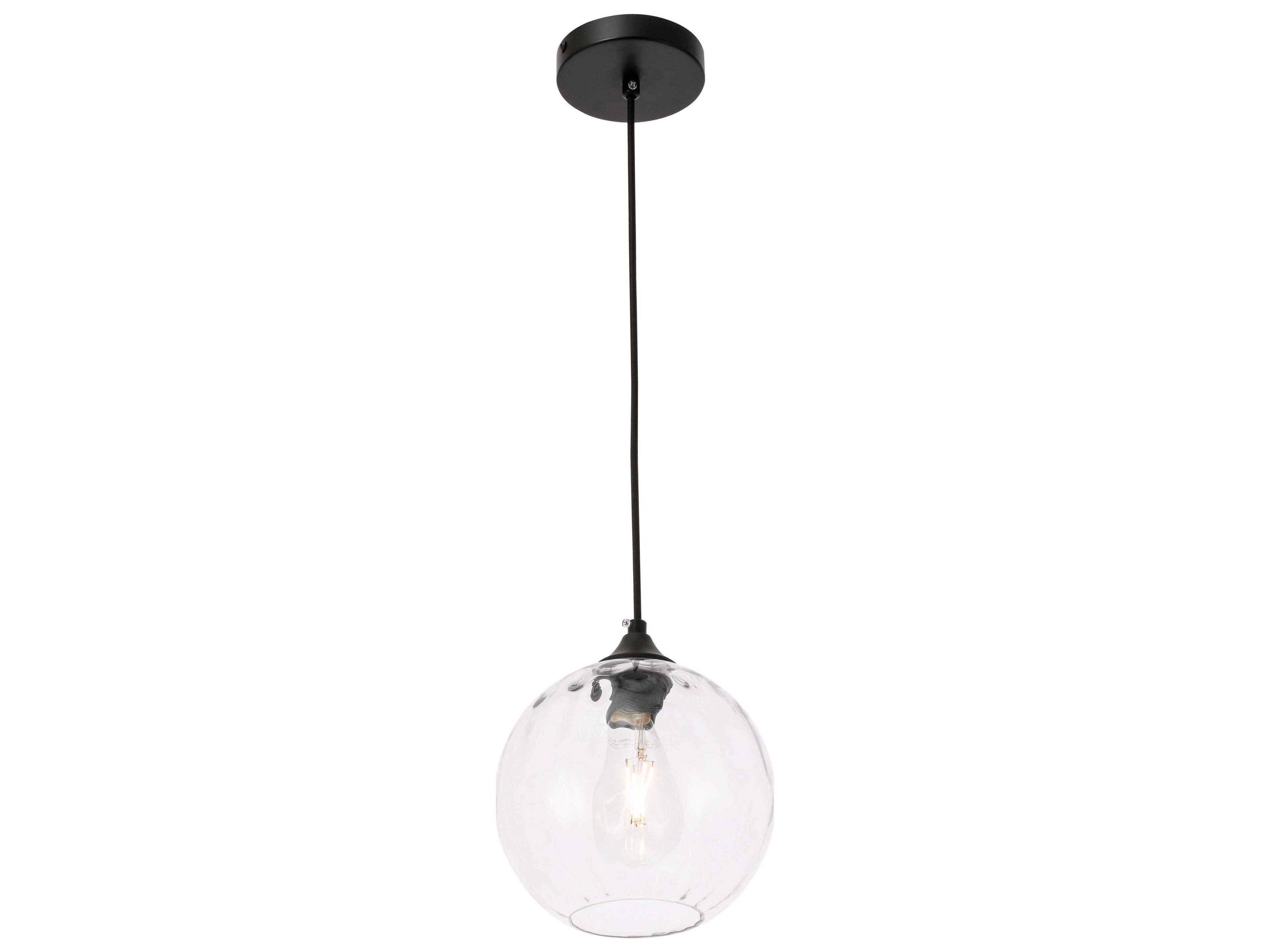 Elegant Lighting Cashel 1-Light Black Glass Globe Mini Pendant