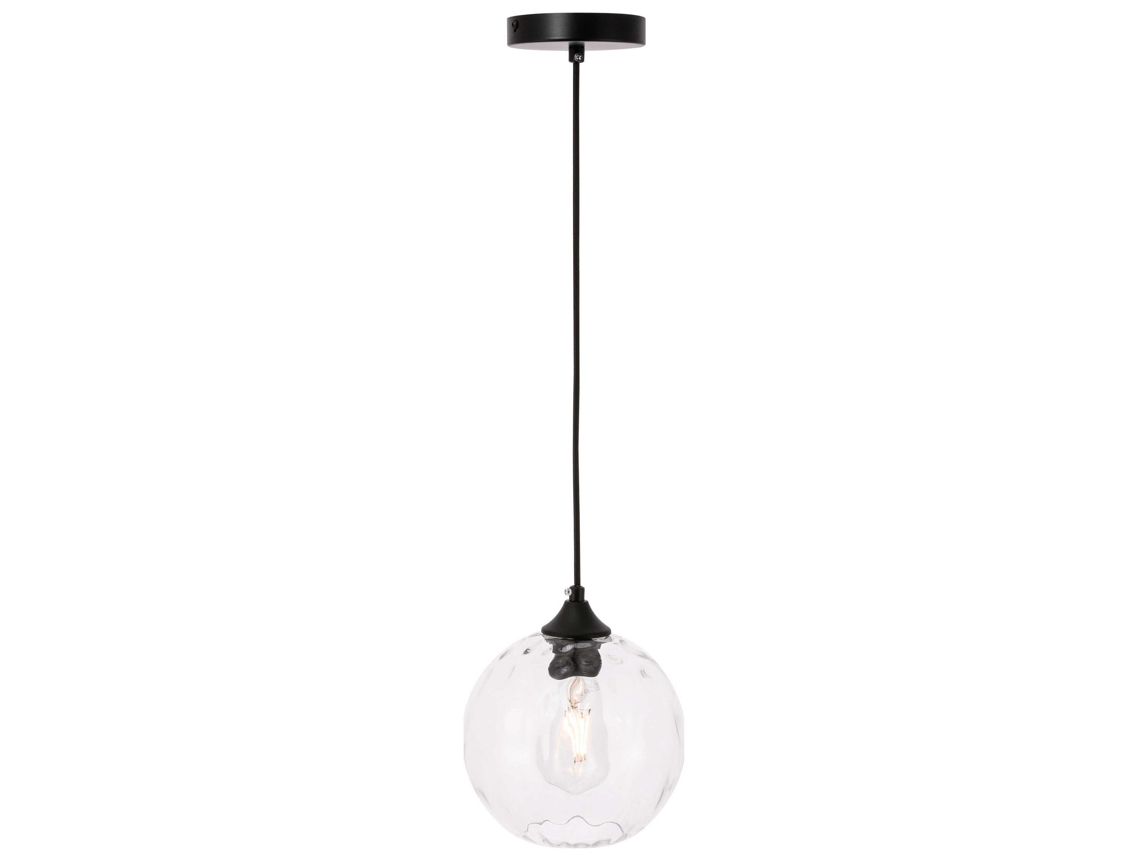 Elegant Lighting Cashel 1-Light Black Glass Globe Mini Pendant