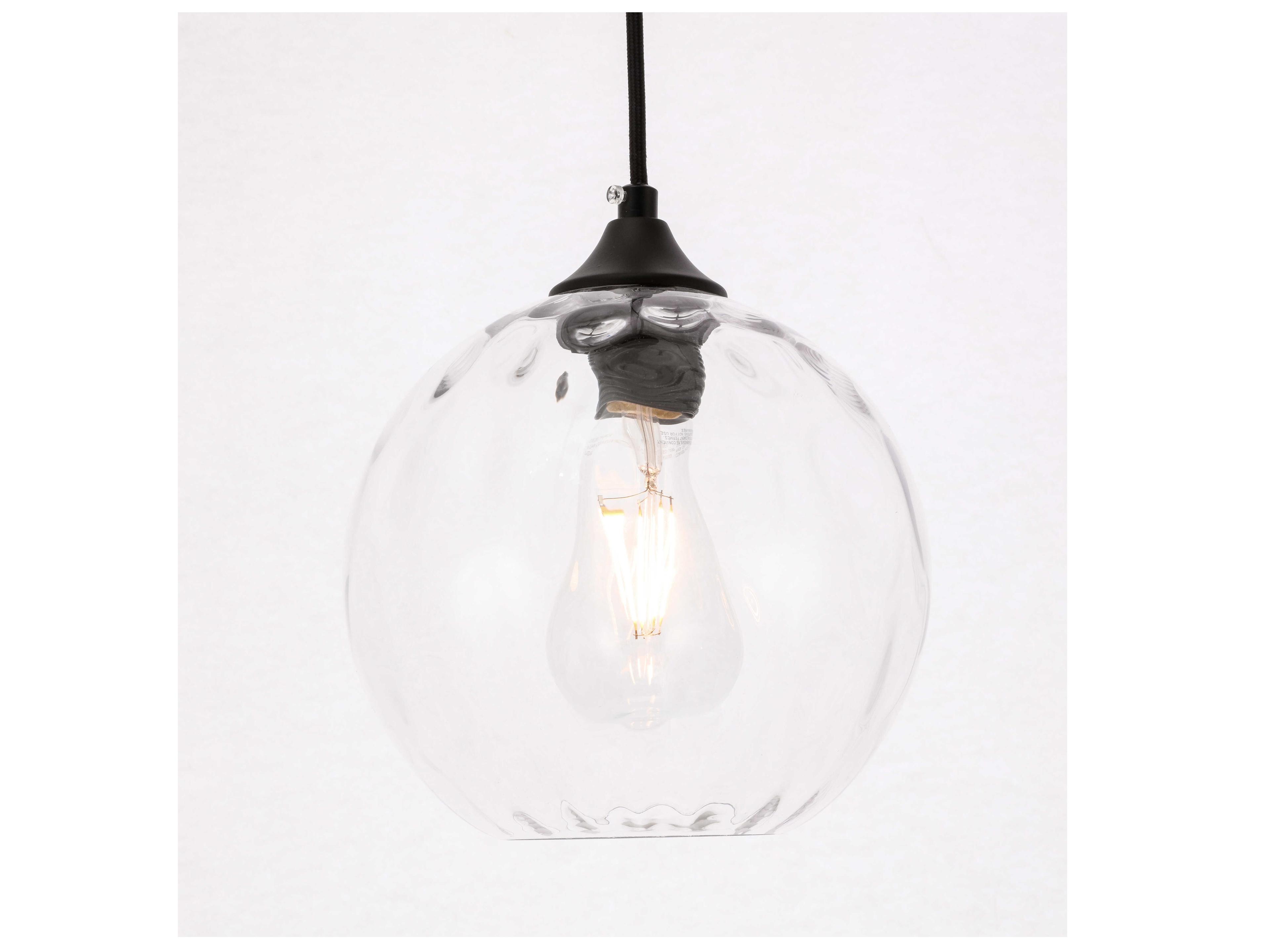 Elegant Lighting Cashel 1-Light Black Glass Globe Mini Pendant