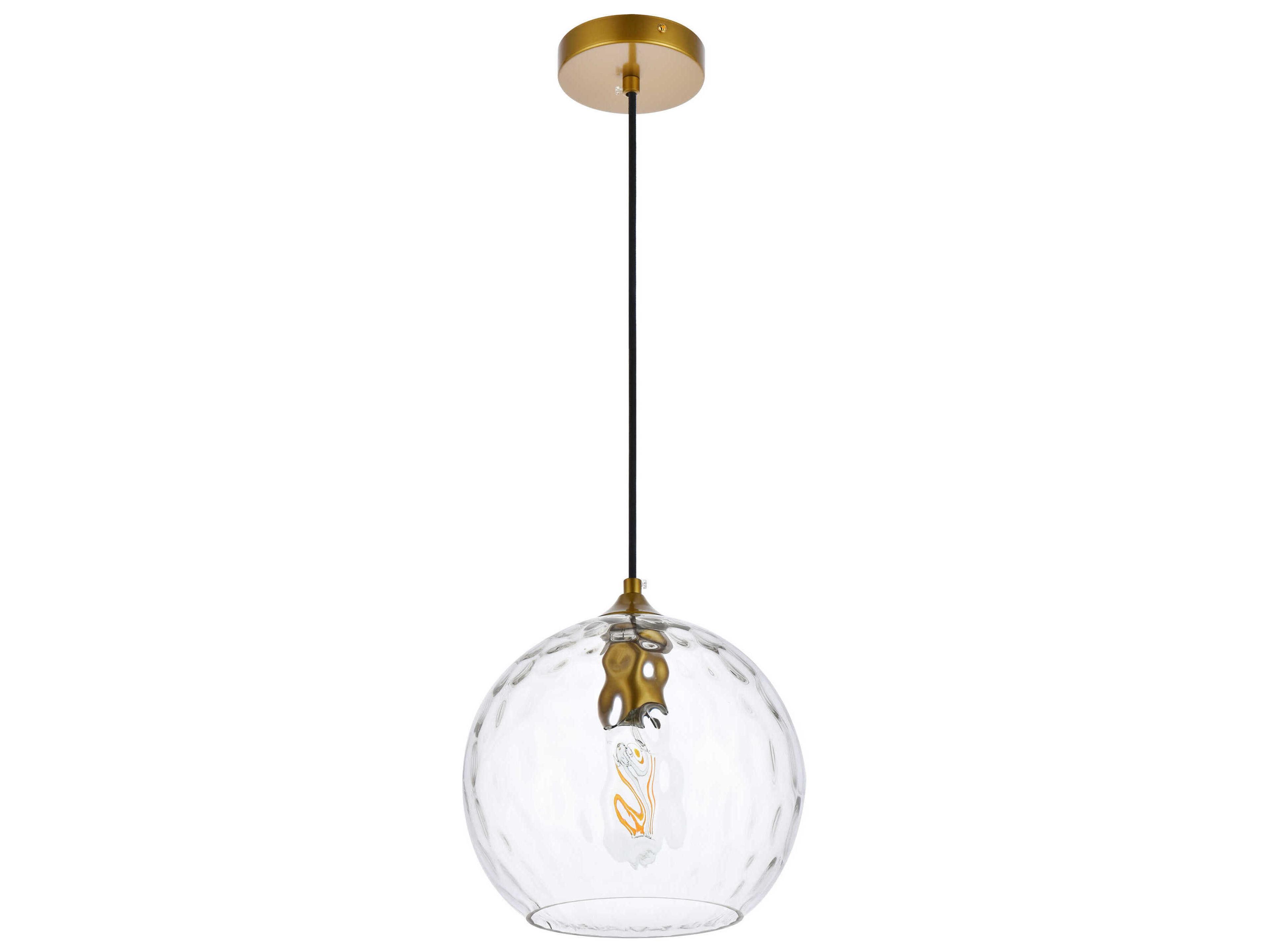 Elegant Lighting Cashel 1-Light Brass And Clear Glass Globe Mini Pendant
