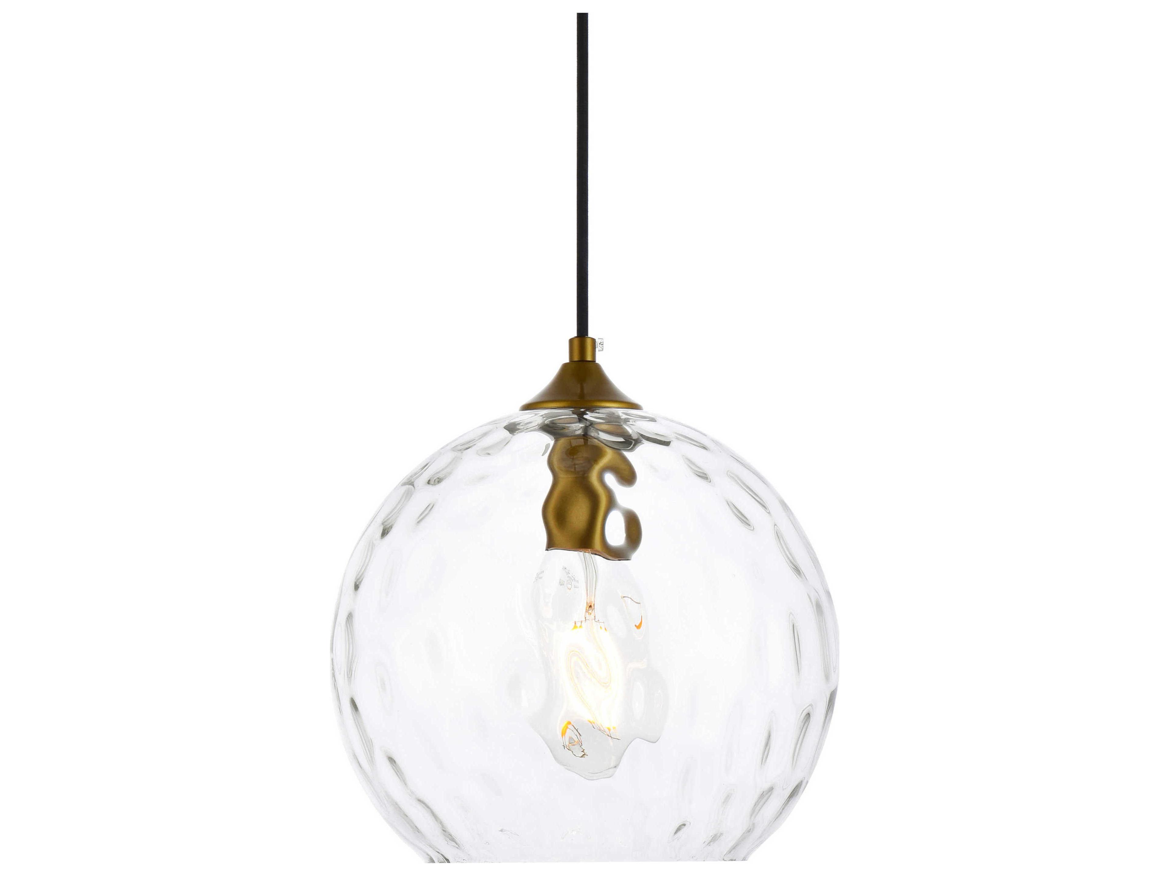 Elegant Lighting Cashel 1-Light Brass And Clear Glass Globe Mini Pendant