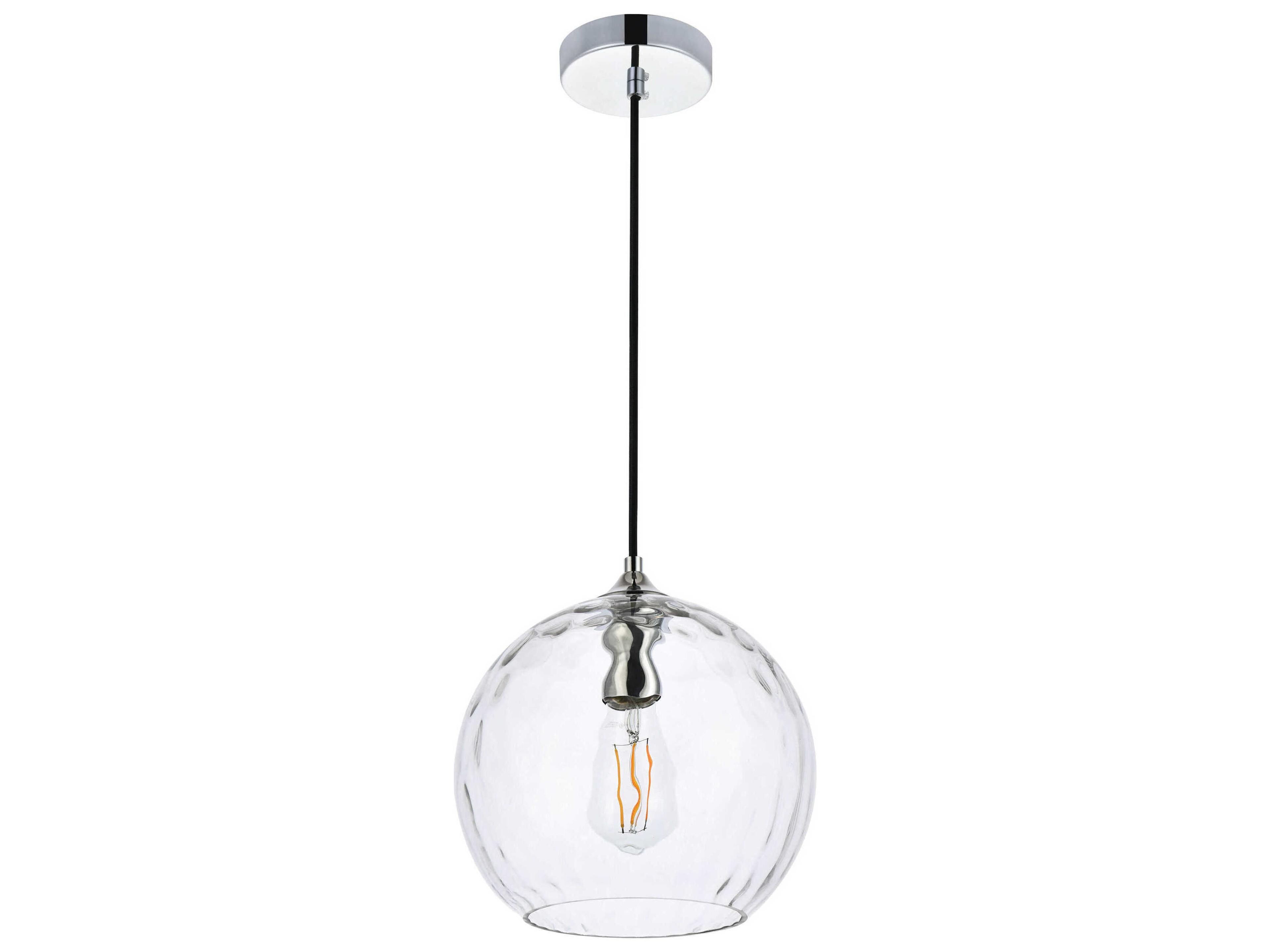 Elegant Lighting Cashel 1-Light Chrome And Clear Glass Globe Mini Pendant