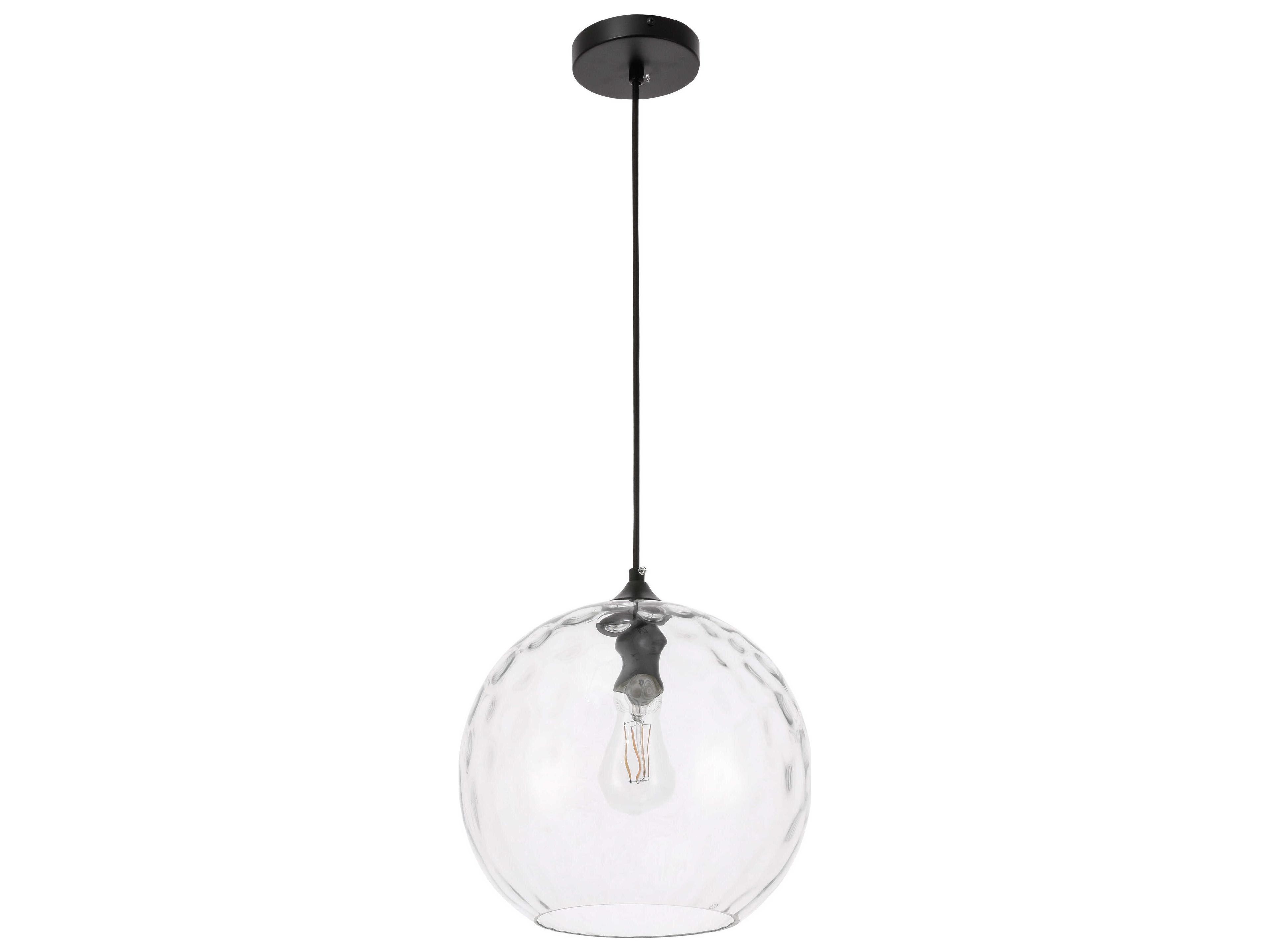 Elegant Lighting Gibson 1-Light Black Glass Globe Mini Pendant