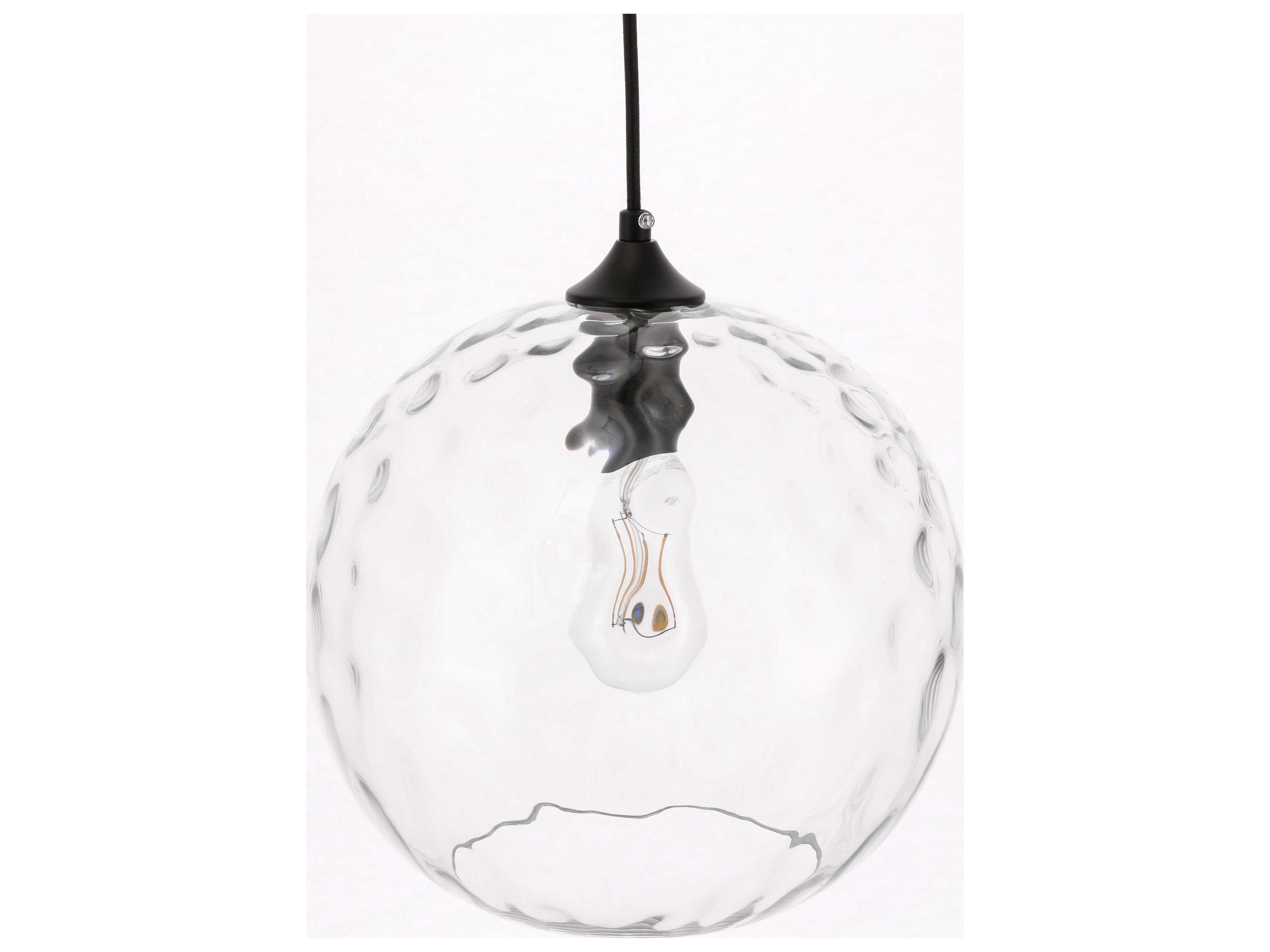 Elegant Lighting Gibson 1-Light Black Glass Globe Mini Pendant