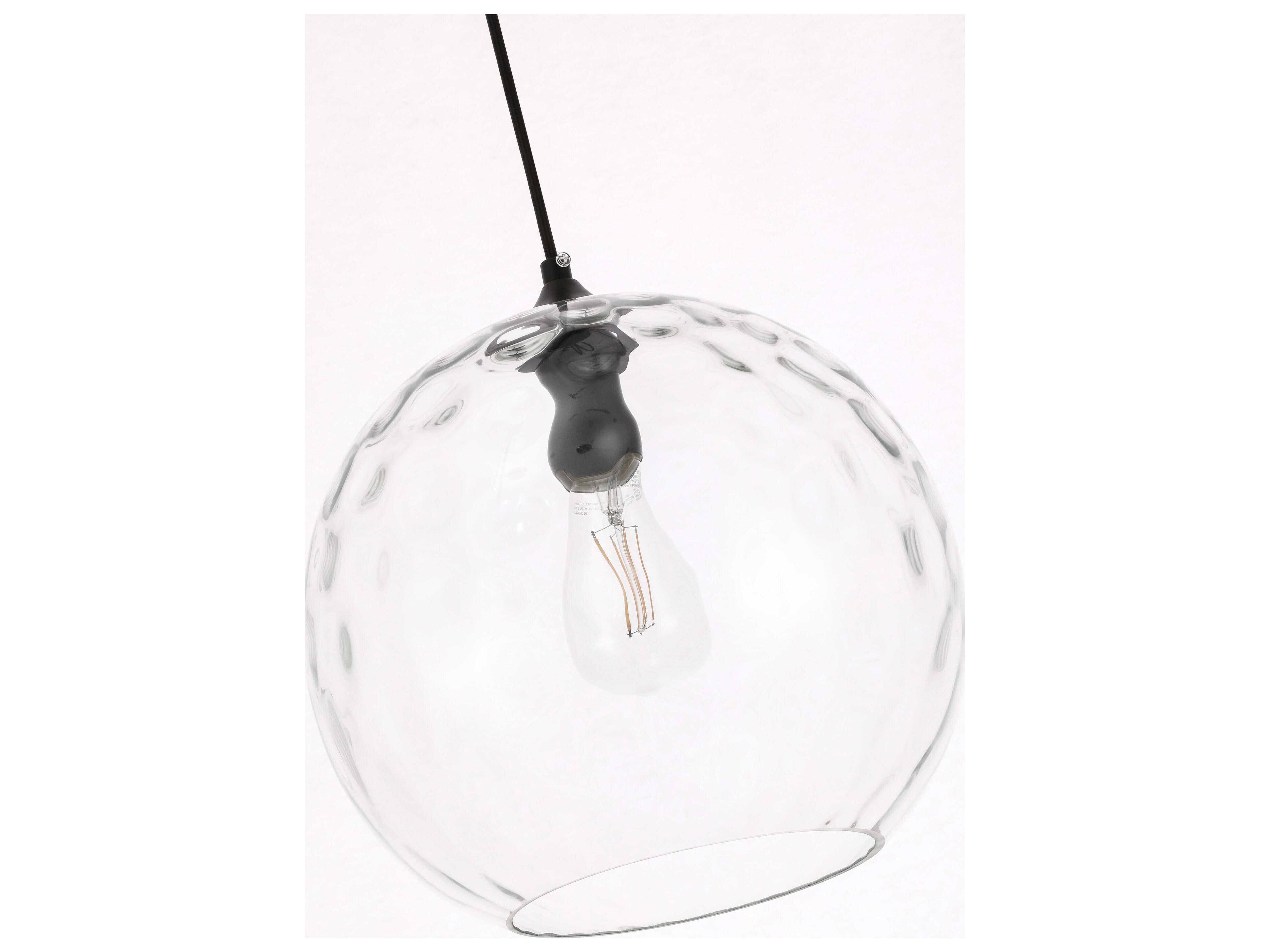 Elegant Lighting Gibson 1-Light Black Glass Globe Mini Pendant