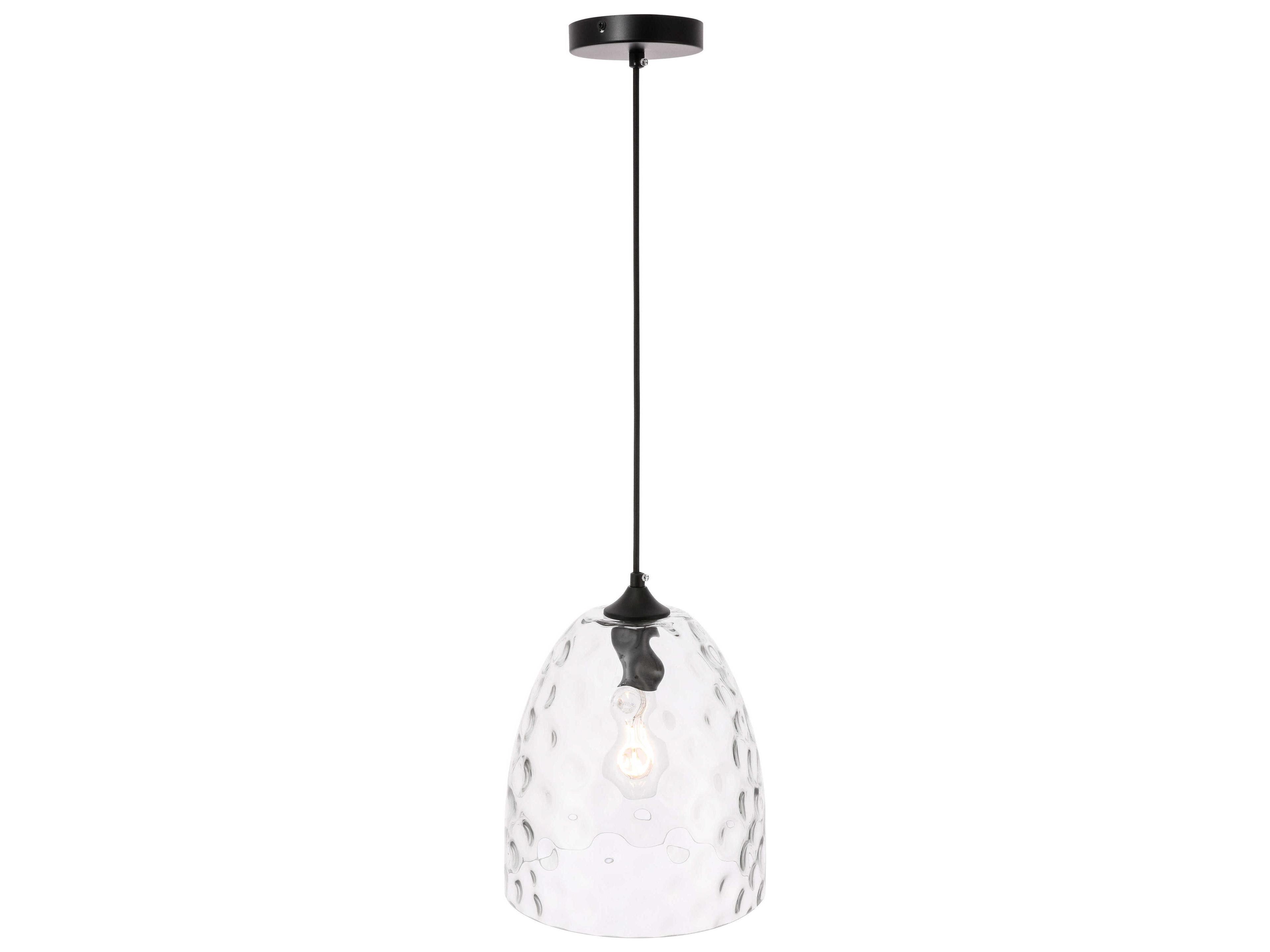 Elegant Lighting Gibson 1-Light Black Glass Dome Mini Pendant