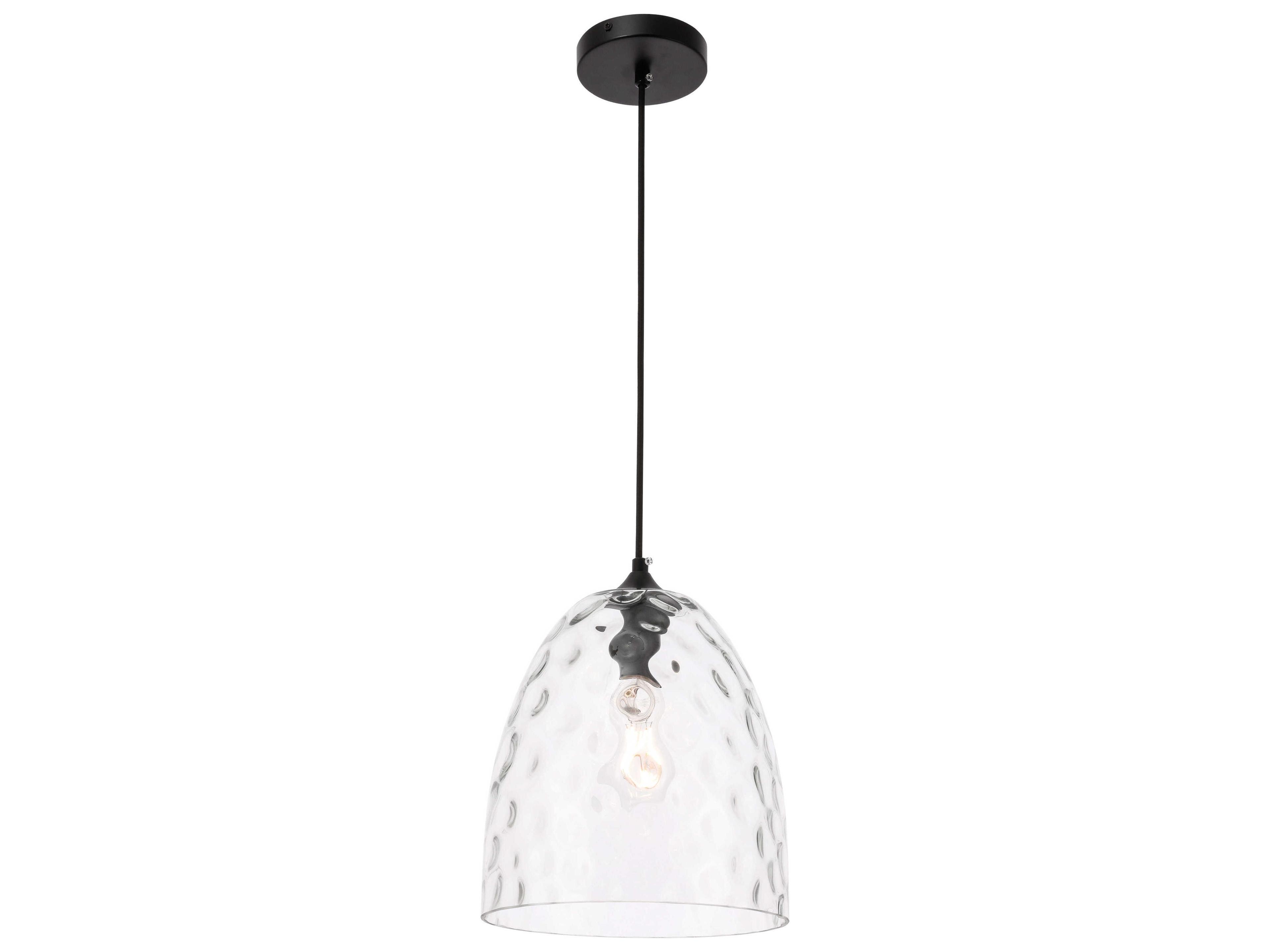 Elegant Lighting Gibson 1-Light Black Glass Dome Mini Pendant