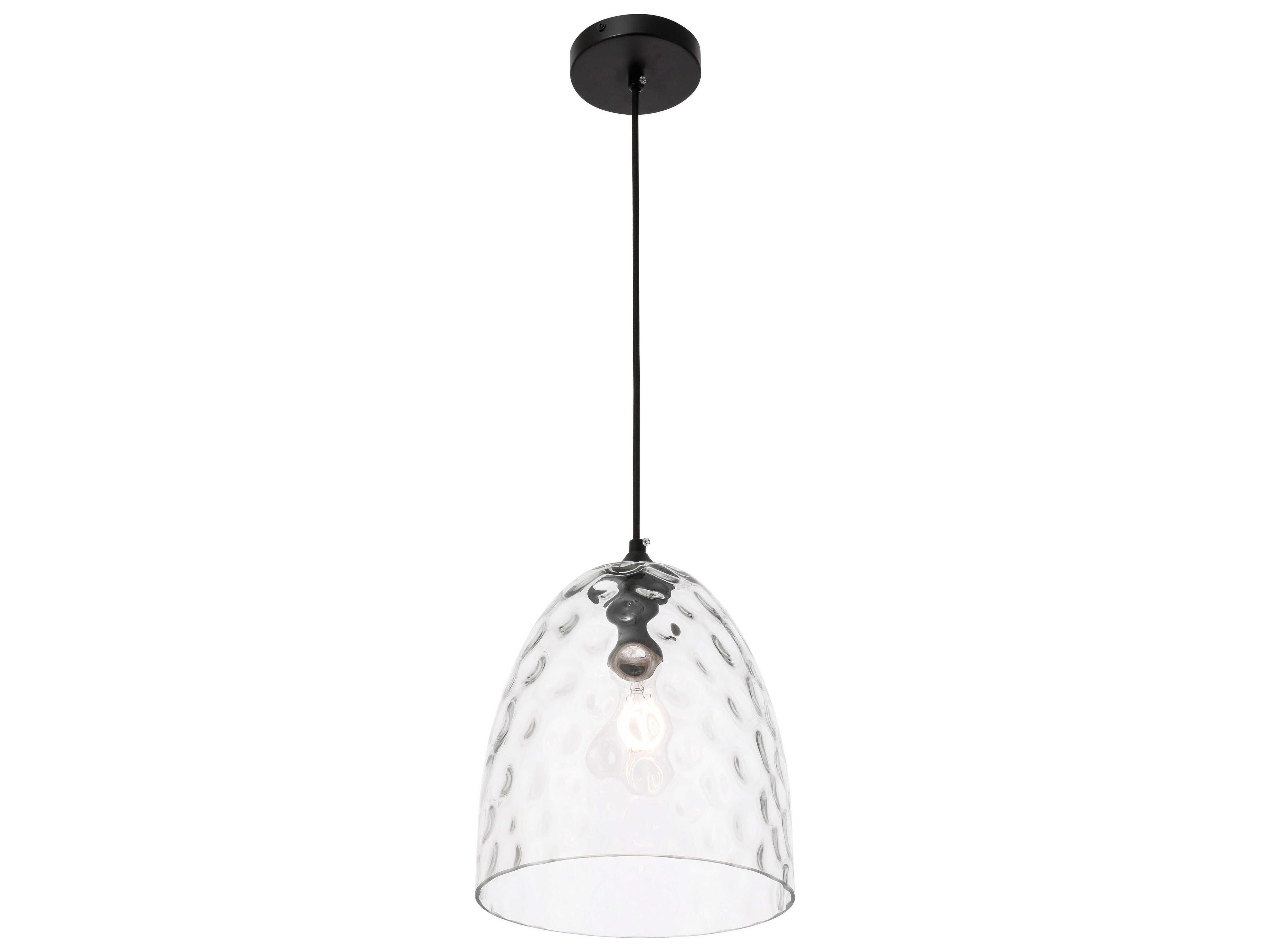 Elegant Lighting Gibson 1-Light Black Glass Dome Mini Pendant