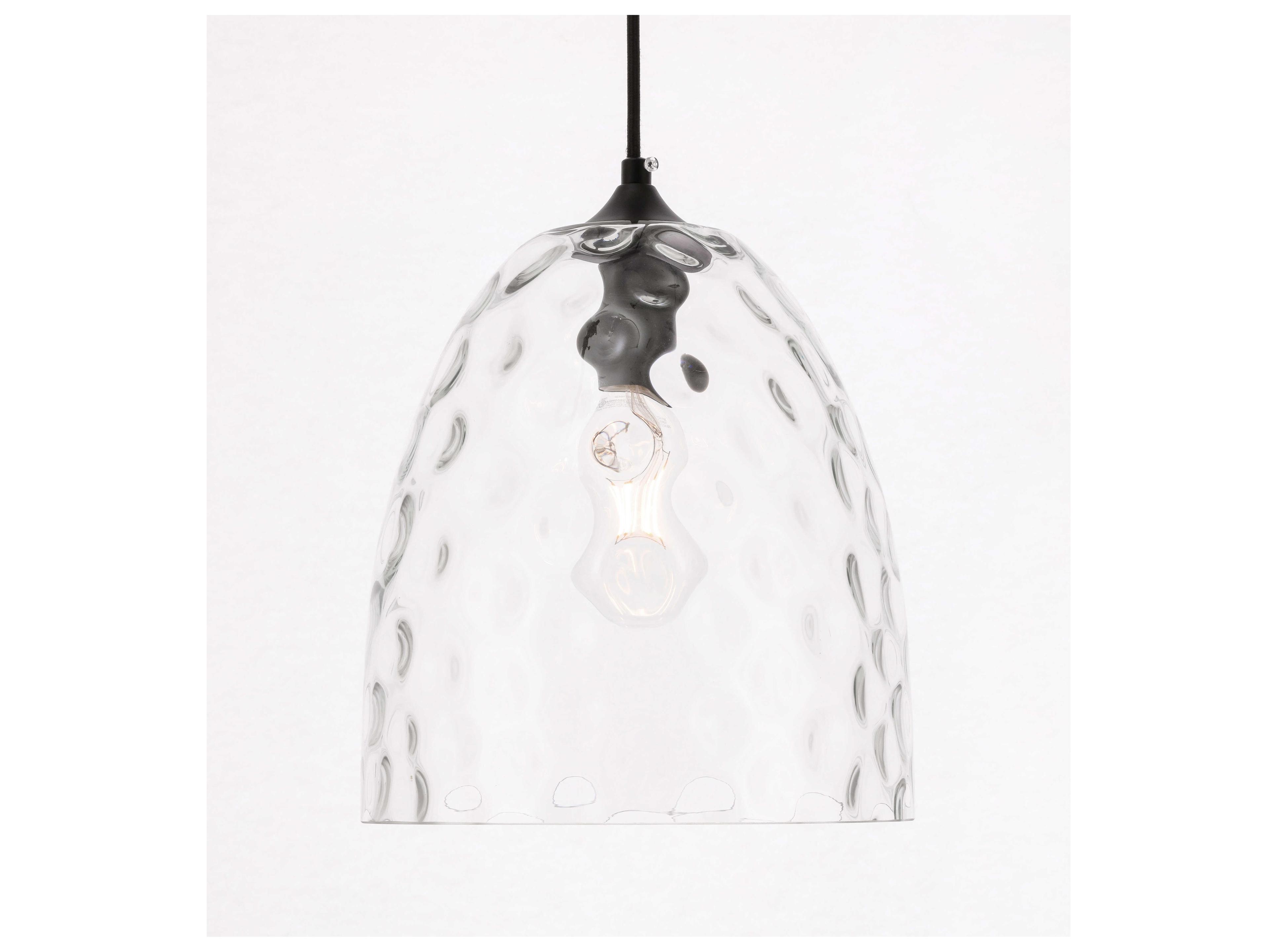 Elegant Lighting Gibson 1-Light Black Glass Dome Mini Pendant
