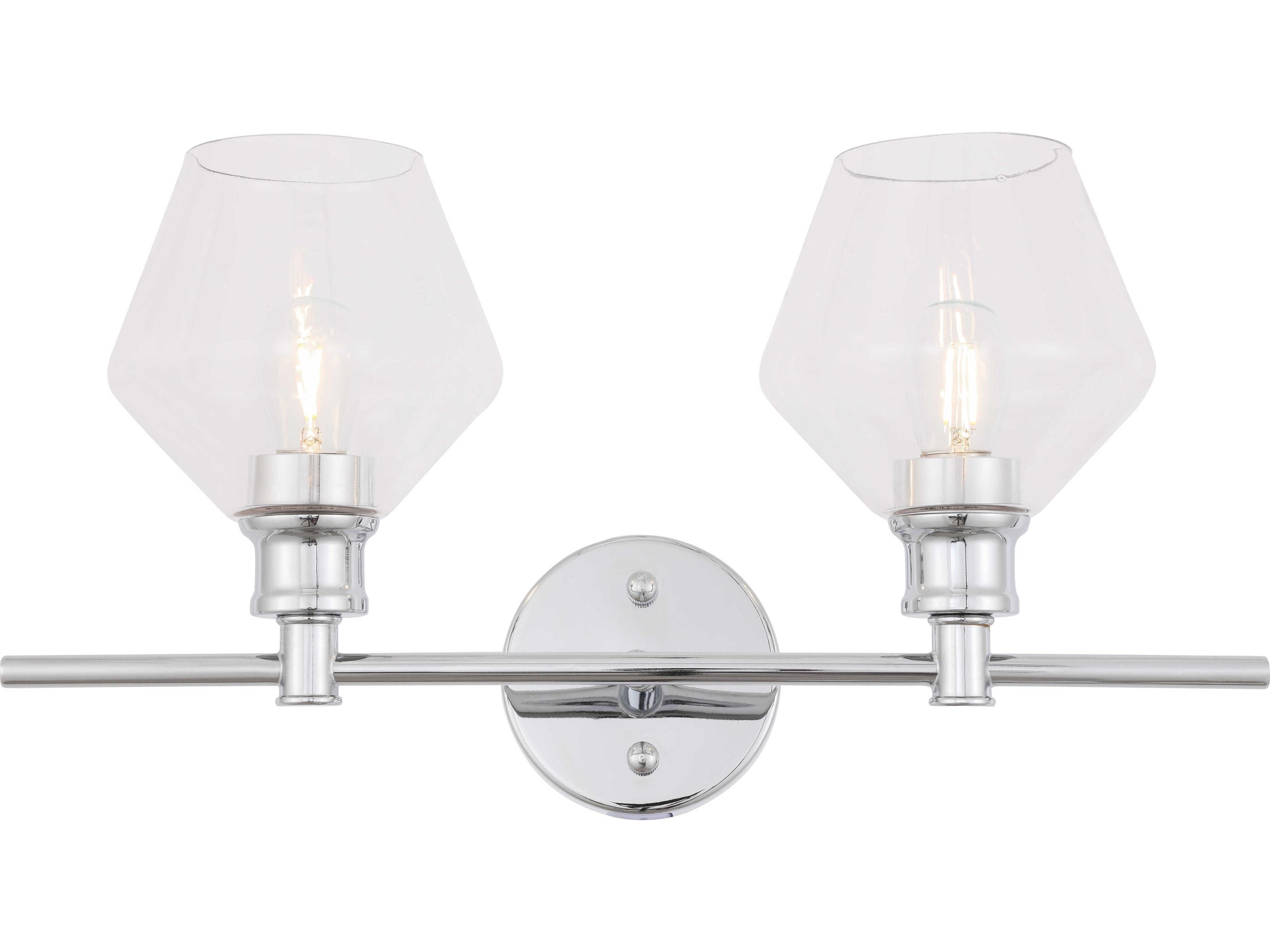 Gene 2-Light Chrome Glass Vanity Light