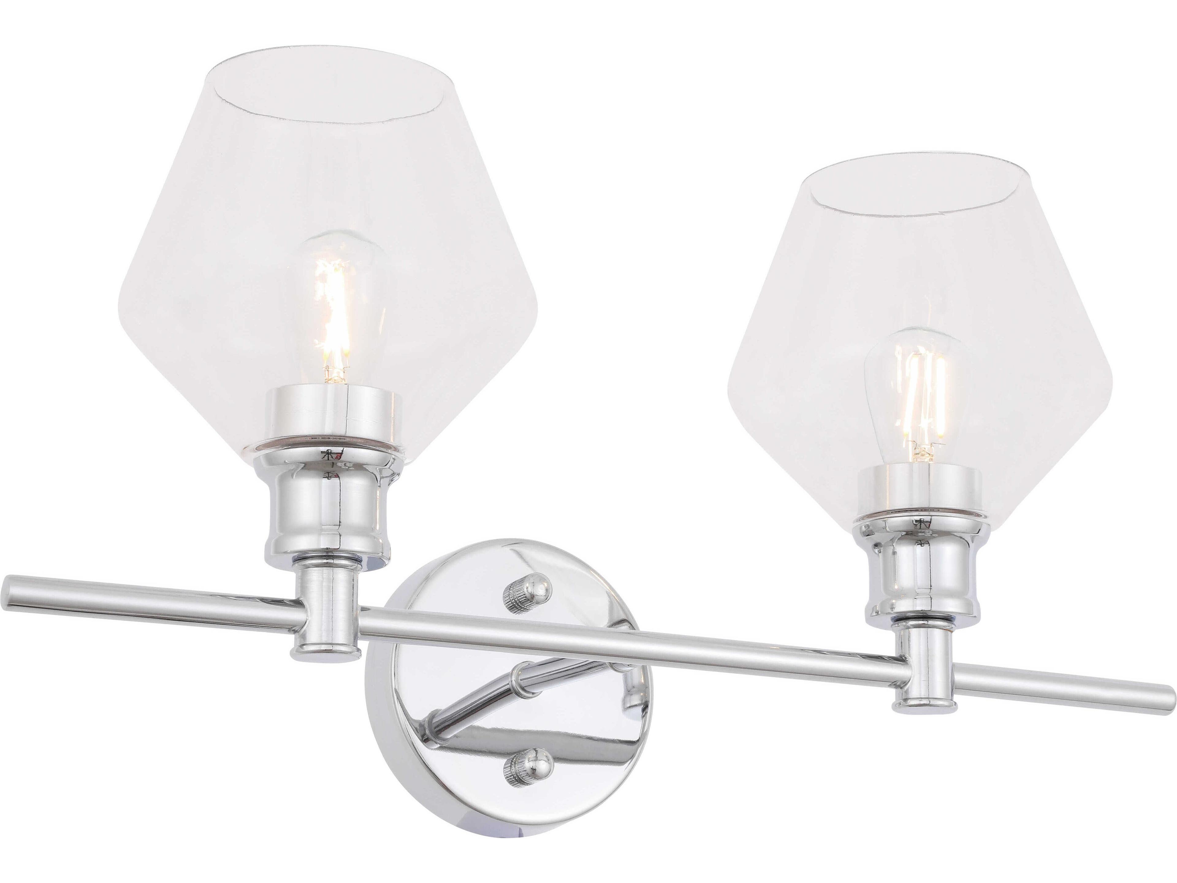 Elegant Lighting Gene 2-Light Chrome Glass Vanity Light