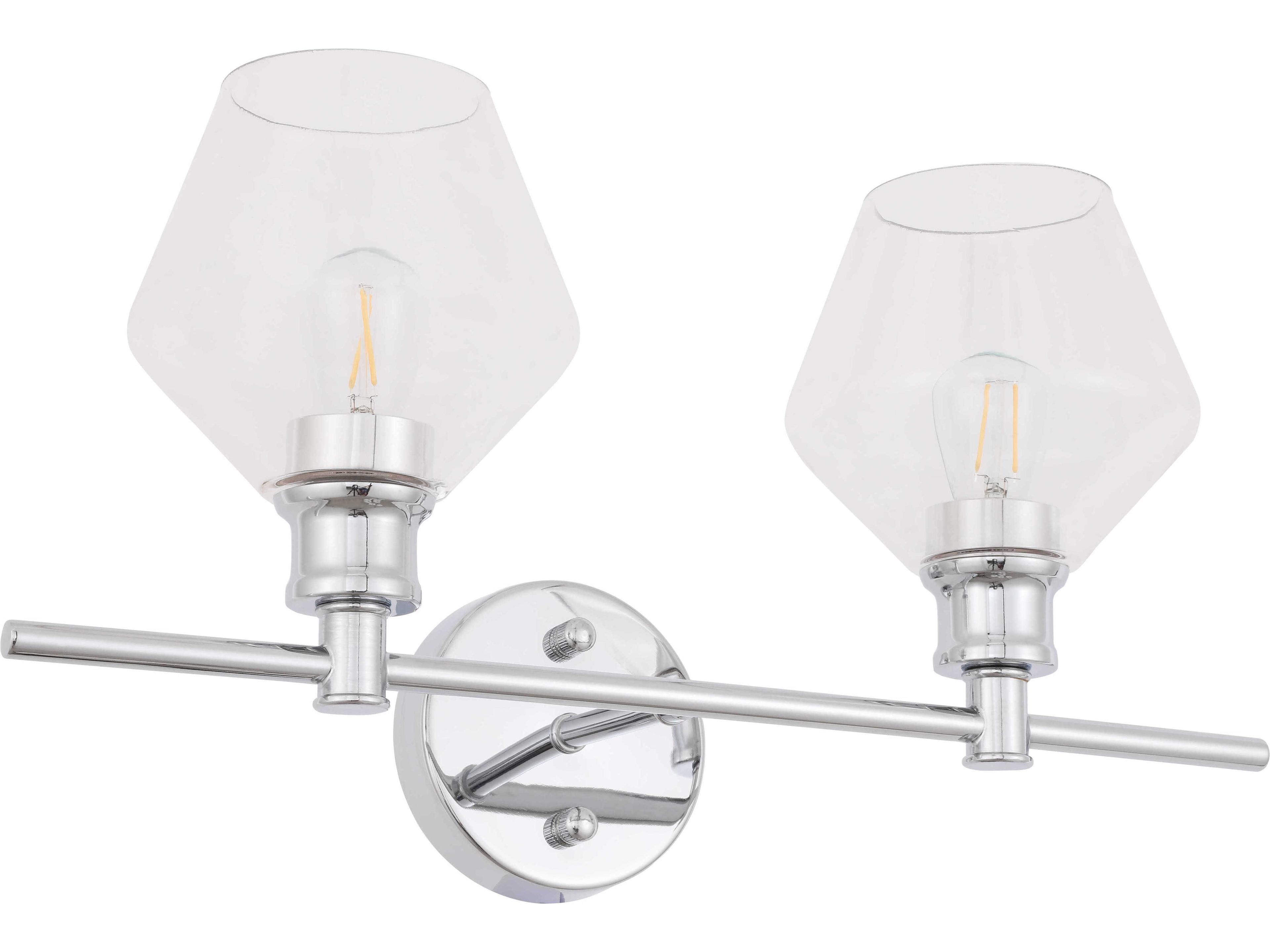 Elegant Lighting Gene 2-Light Chrome Glass Vanity Light