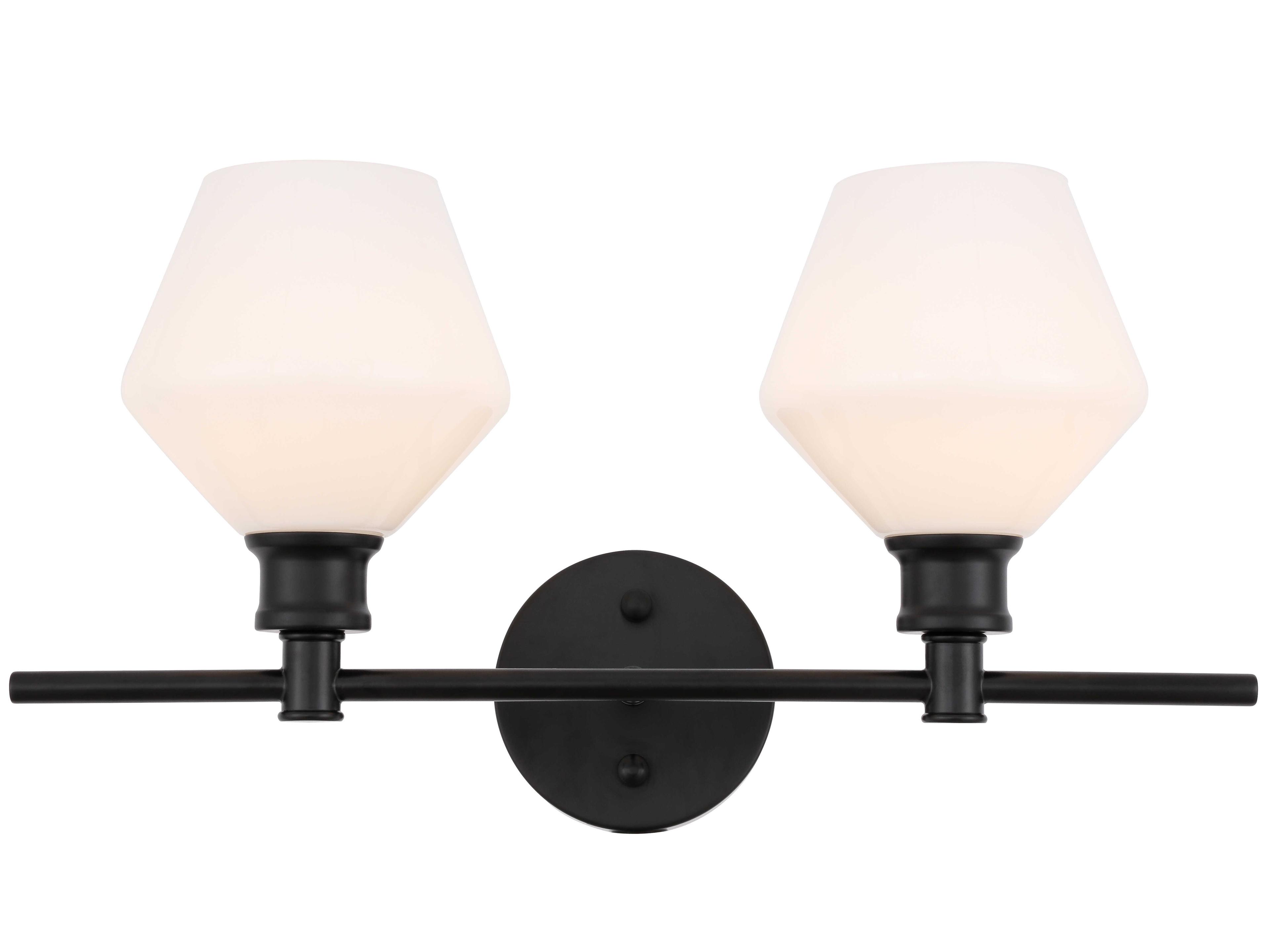 Elegant Lighting Gene 2-Light Black Glass LED Vanity Light