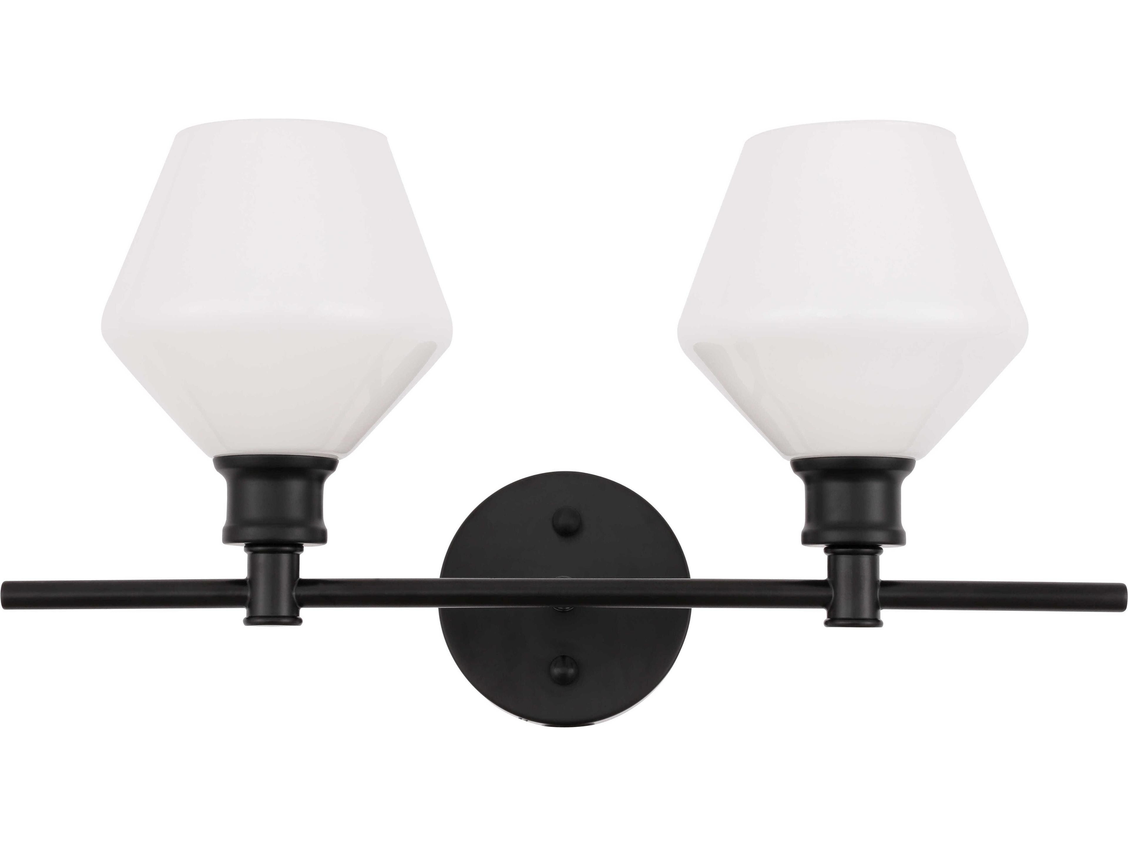 Elegant Lighting Gene 2-Light Black Glass LED Vanity Light