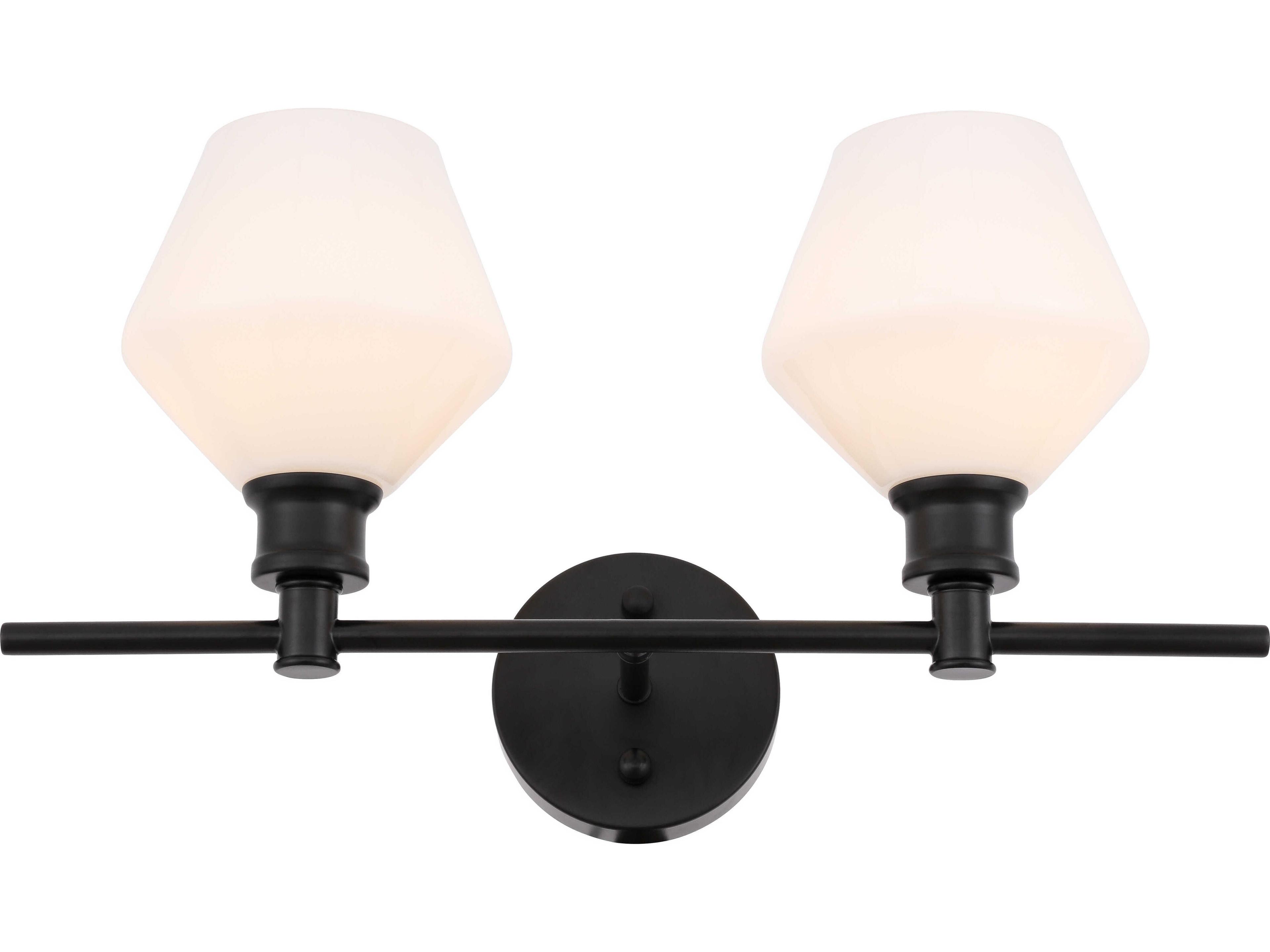 Elegant Lighting Gene 2-Light Black Glass LED Vanity Light