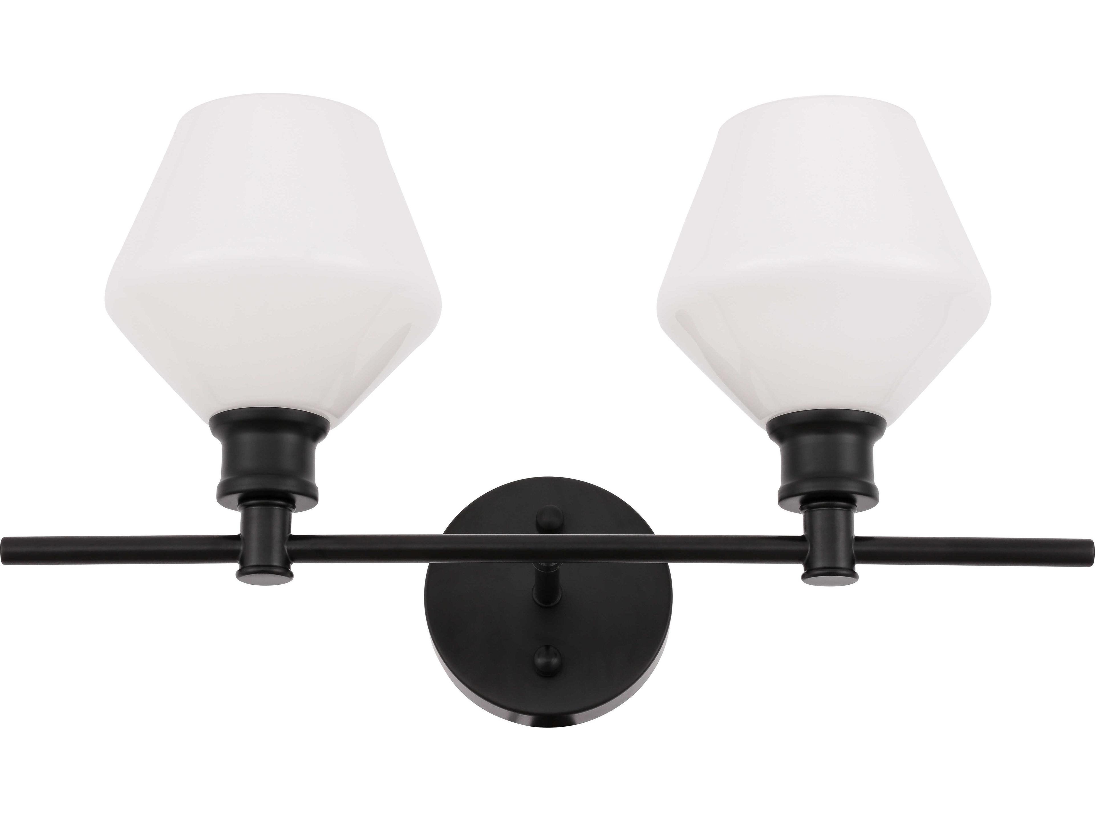 Elegant Lighting Gene 2-Light Black Glass LED Vanity Light